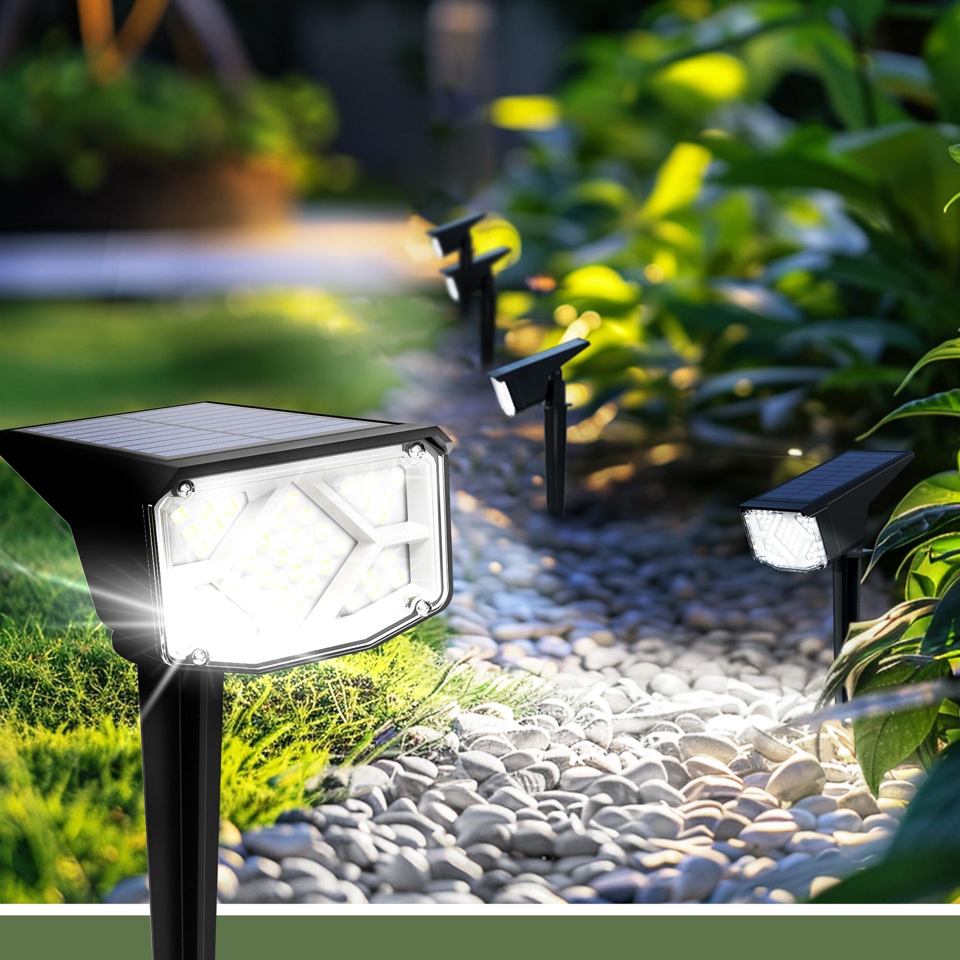 Solpex Solar Lights Outdoor Garden, Solar Spot Lights - IP65 Waterproof with 2 Lighting Modes and Compact Design - Ideal for Yard, Garden, Garage, Pathway
