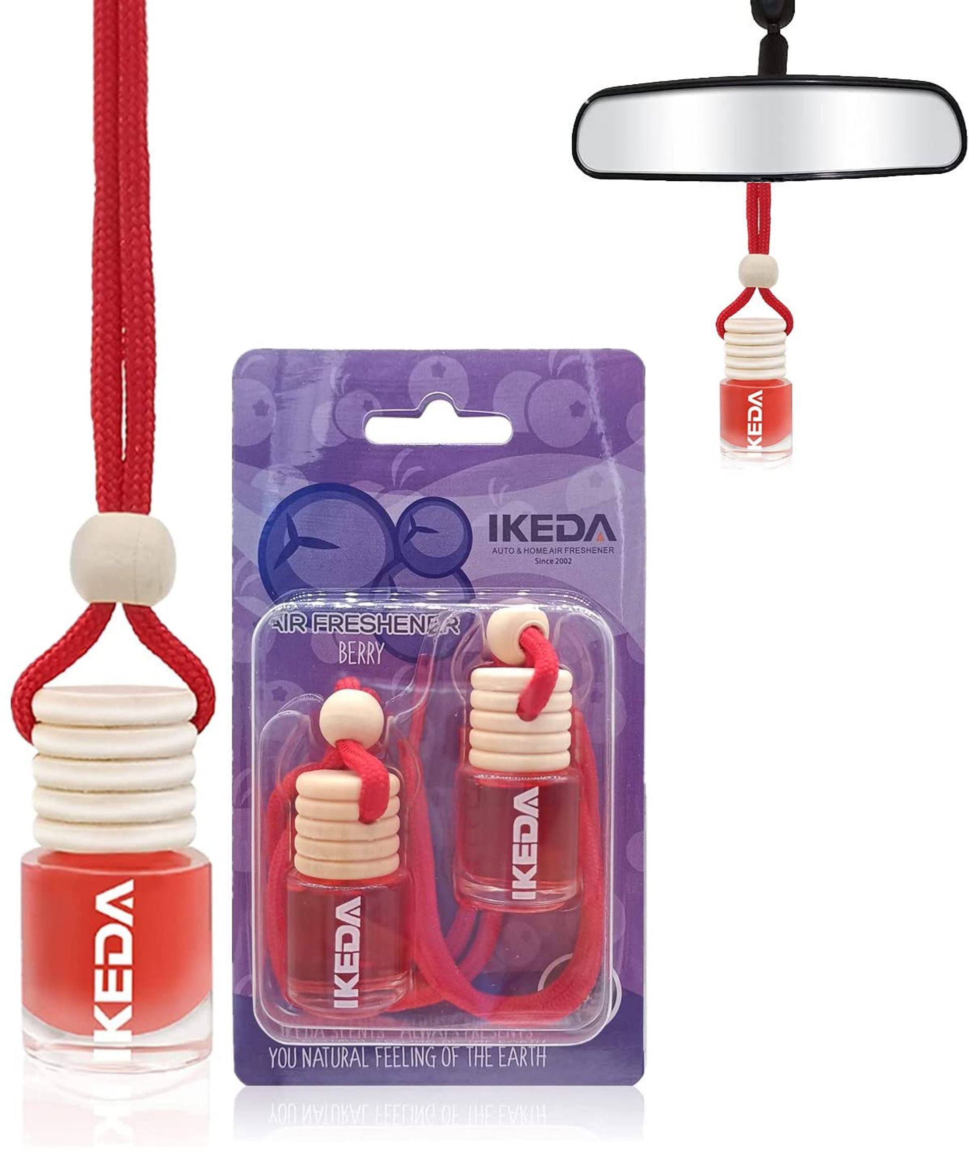 Car Air Fresheners for Men | Car Scent Air Freshener with Red Sandalwood Smell | Strong Perfume Car Diffuser with Odour Eliminator Technology | Long Fragrance Car Accessories | Ikeda Air Freshener Car