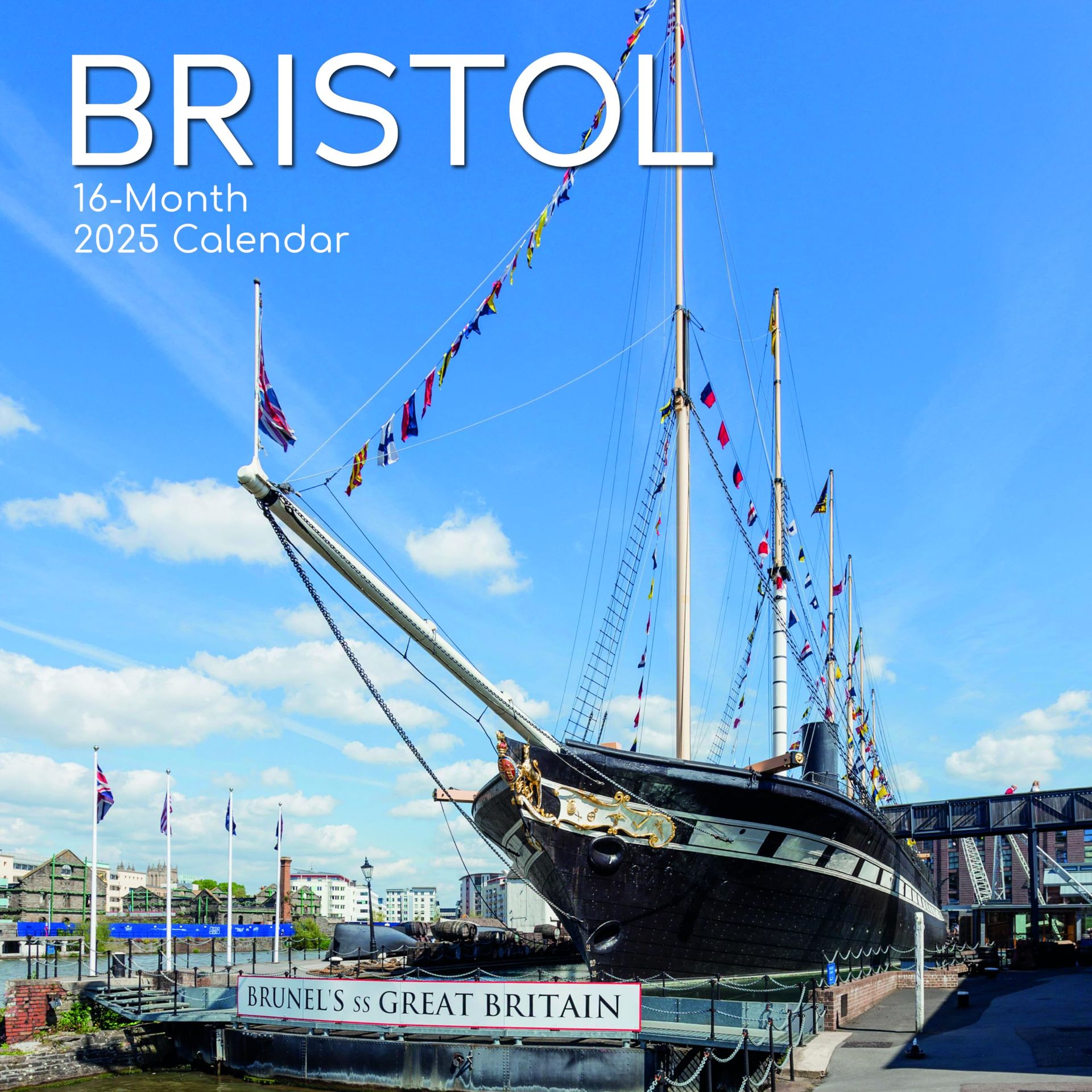 2025 Bristol Scenic Britain 16-Month Wall Calendar with 180 Reminder Stickers, 30x30cm