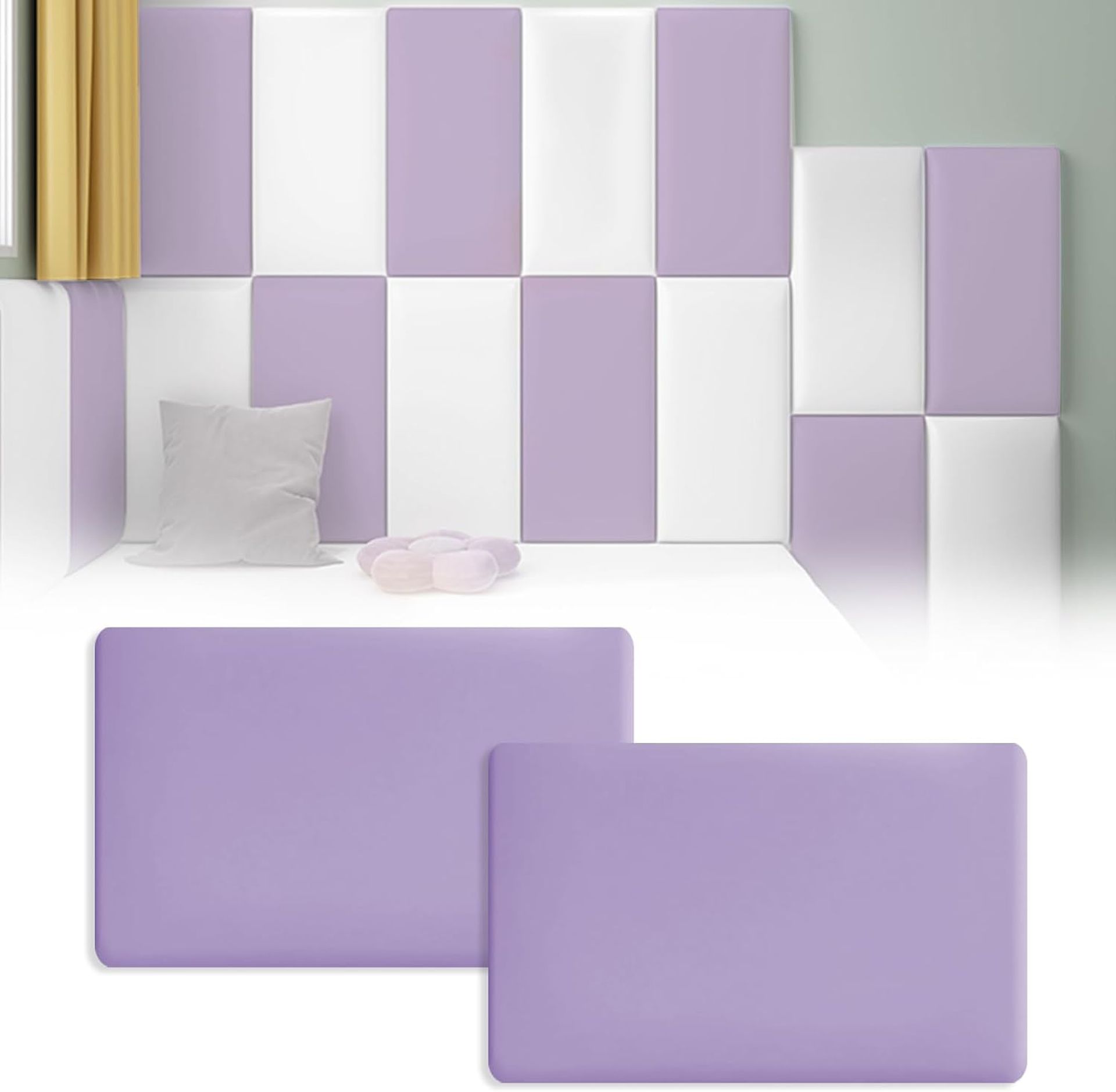 2 Pack Anti-Collision Wall Padding Panels 40x30cm - Soft Cushion Protection for Kids, Peel & Stick, Easy Clean, Sound Insulation - Mauve