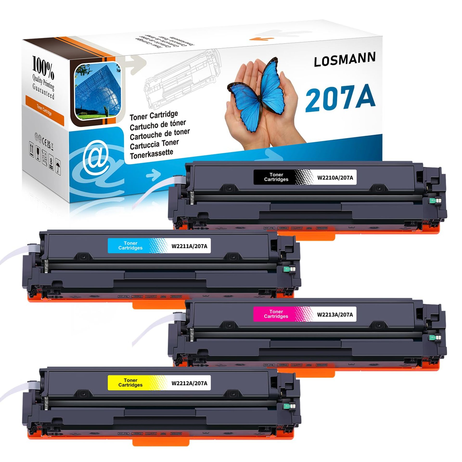 Toner Cartridge Set Compatible with HP 207A 207X Chip Replacement for HP Colour LaserJet Pro Printers M283fdw M255dw M282nw - Black Cyan Yellow Magenta X-Large