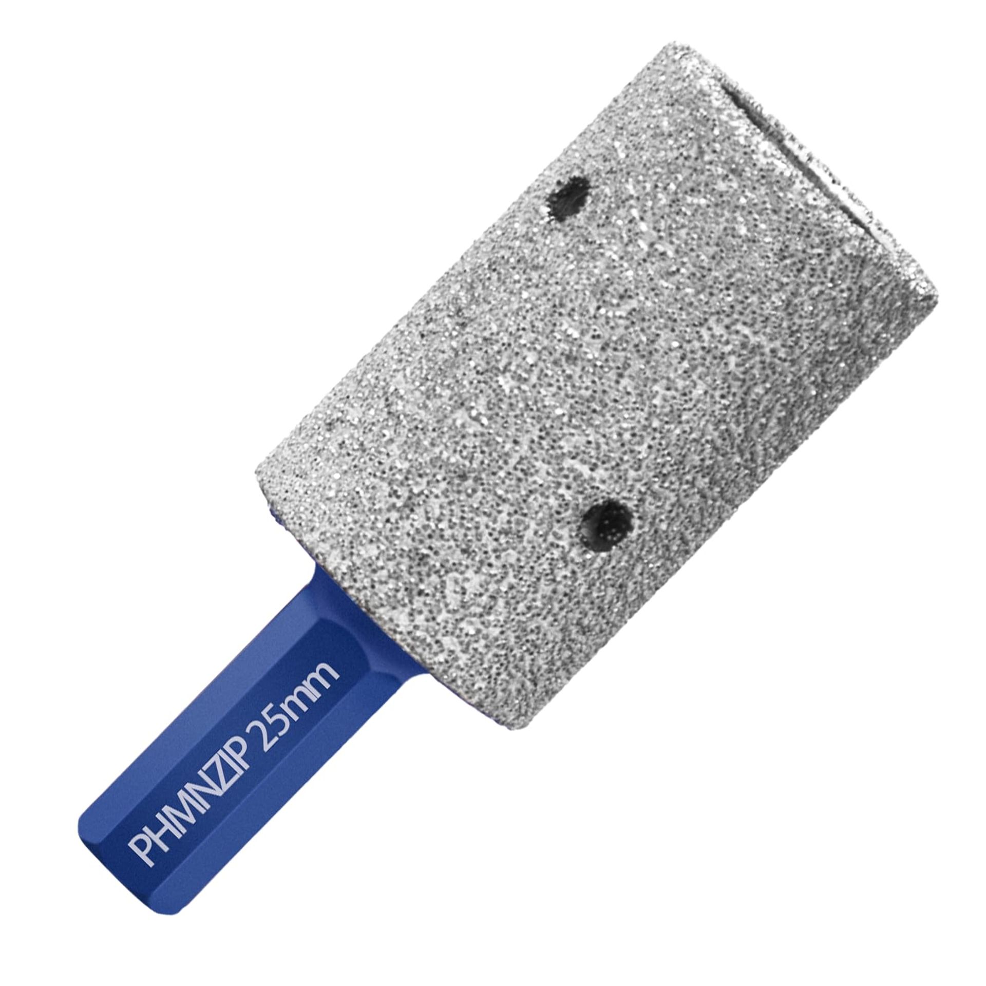 Diamond Finger Milling Bit Vacuum Brazed Tile Hole Enlarging Shaping Polishing Tool for Ceramic Porcelain Marble Granite - Cylinder 25mm