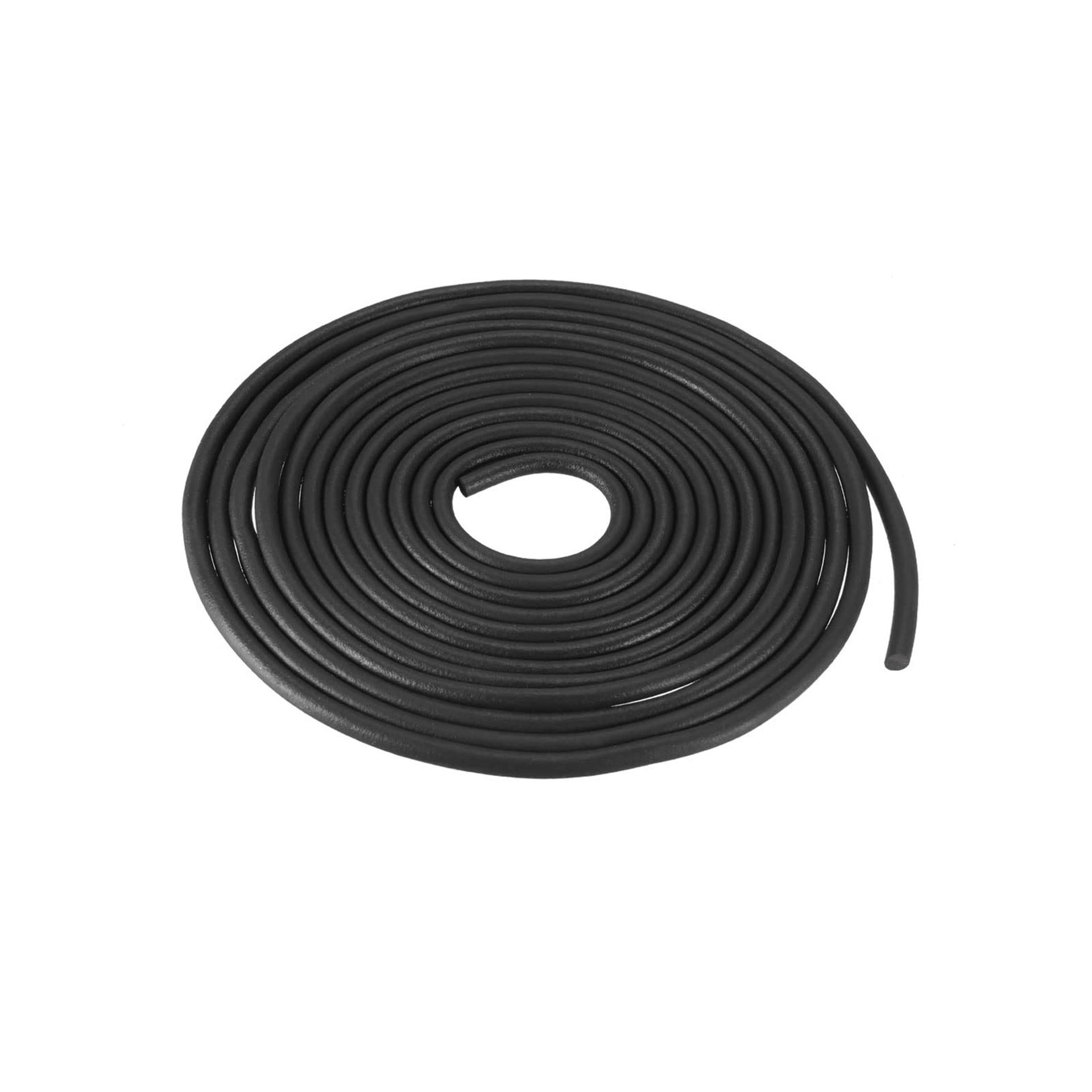 sourcing map Nitrile Rubber Round Seal Strip, 5mm(13/64") Diameter 6 Meters (19.69Ft) Long Hard Solid Rubber Weather Stripping for DIY Gasket, Industrial Equipment, and Furniture