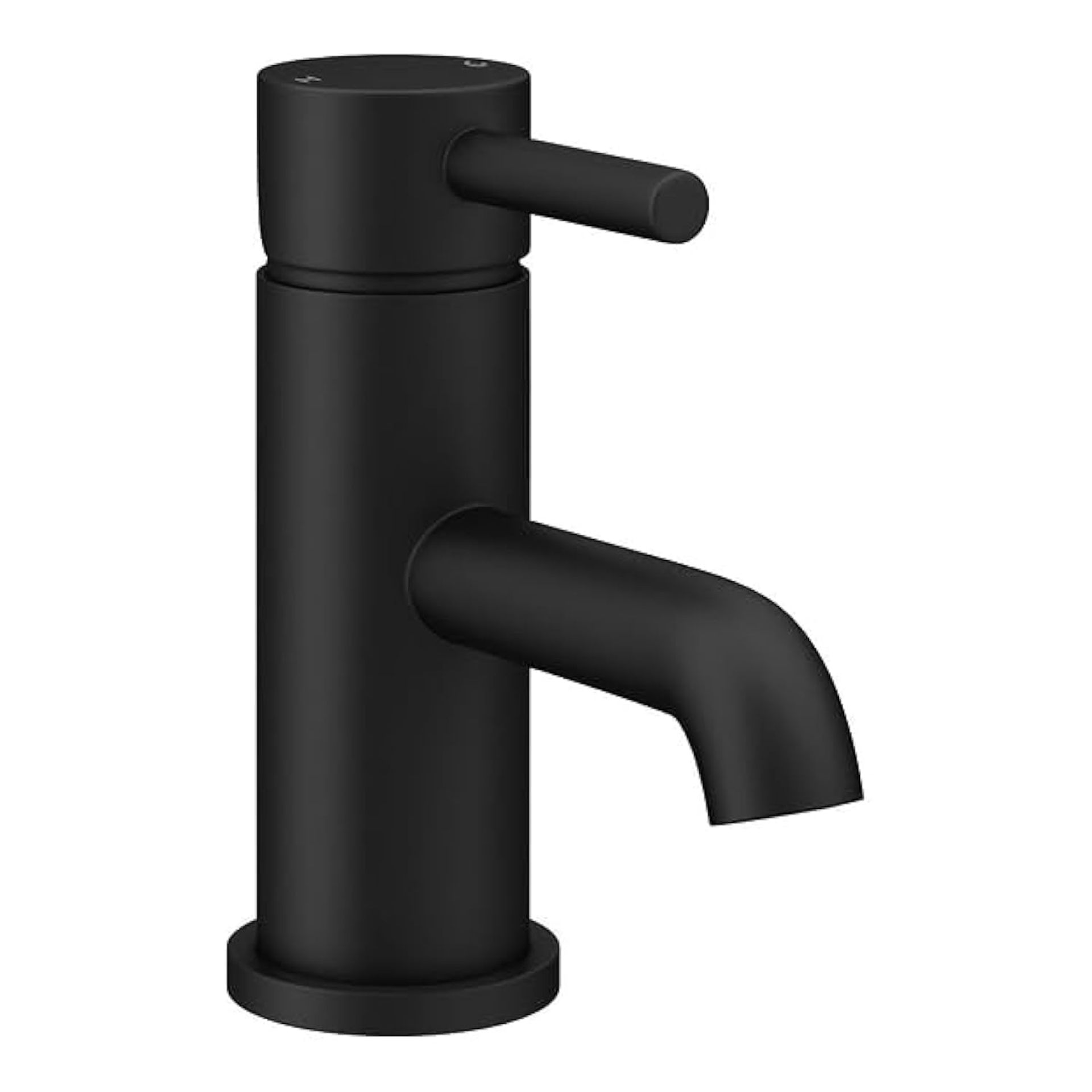 Mono Basin Mixer Tap Solid Brass Bathroom Sink Faucet with Click Clack Waste - Matt Black Modern
