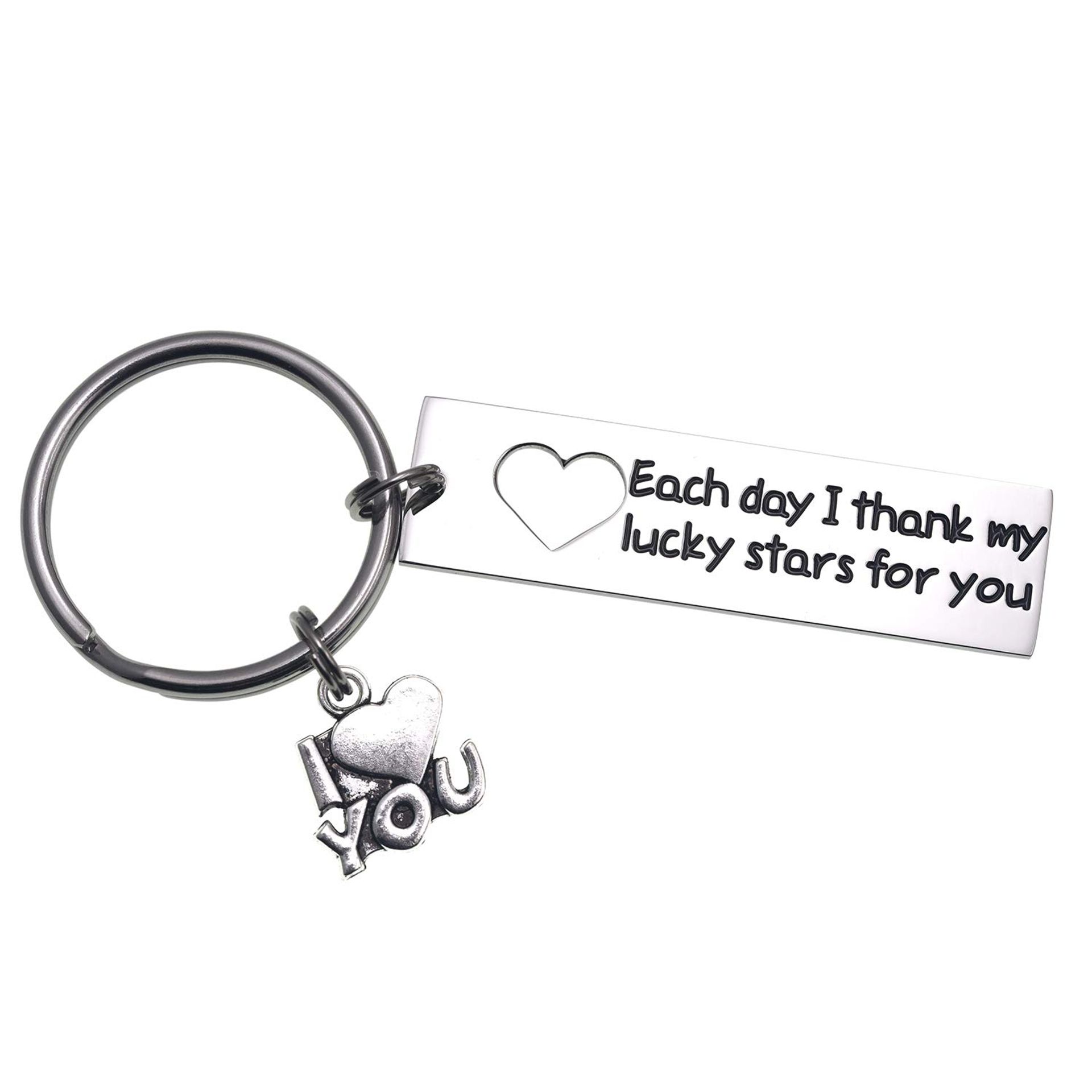 Engraved Stainless Steel Keyring Gift for Couples, Wedding, Anniversary or Valentine's Day - Romantic Keepsake in Gift Box