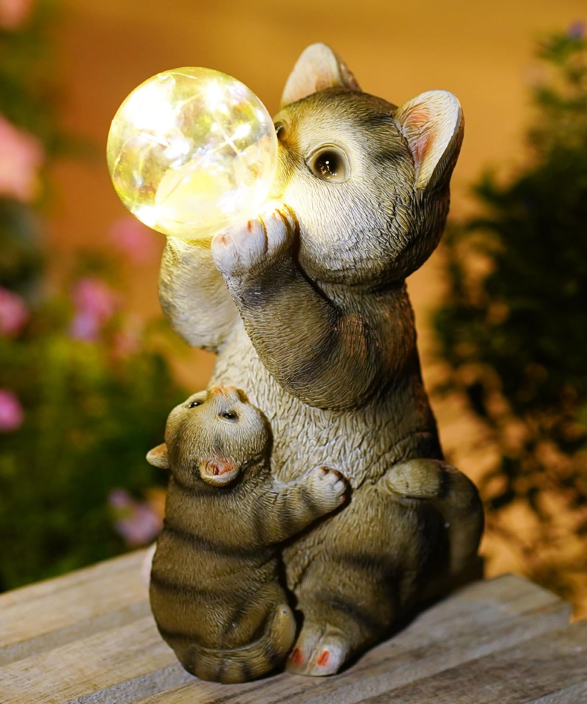 Solar Garden Cat Lights Decorative Statue Waterproof LED Outdoor Ornament Gift for Cat Lovers - Cat One Size