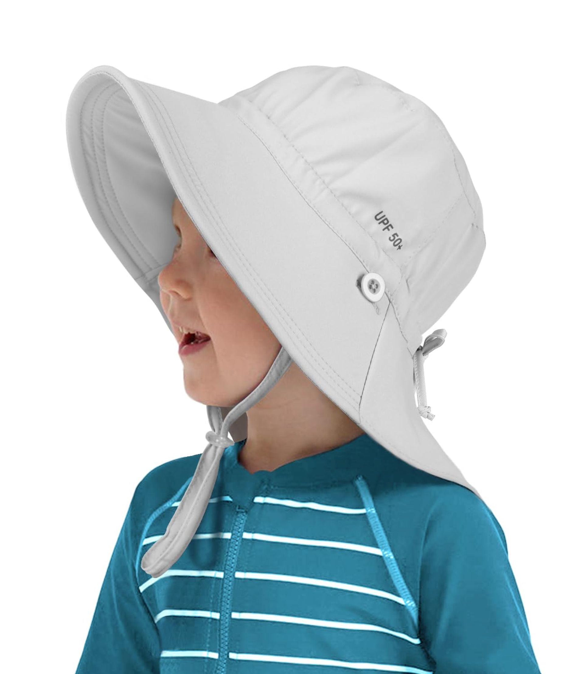 Toddler Kids Sun Hat UPF 50+ UV Protection, Wide Brim & Neck Flap, Summer Beach Essential (3-5 Years, Grey)