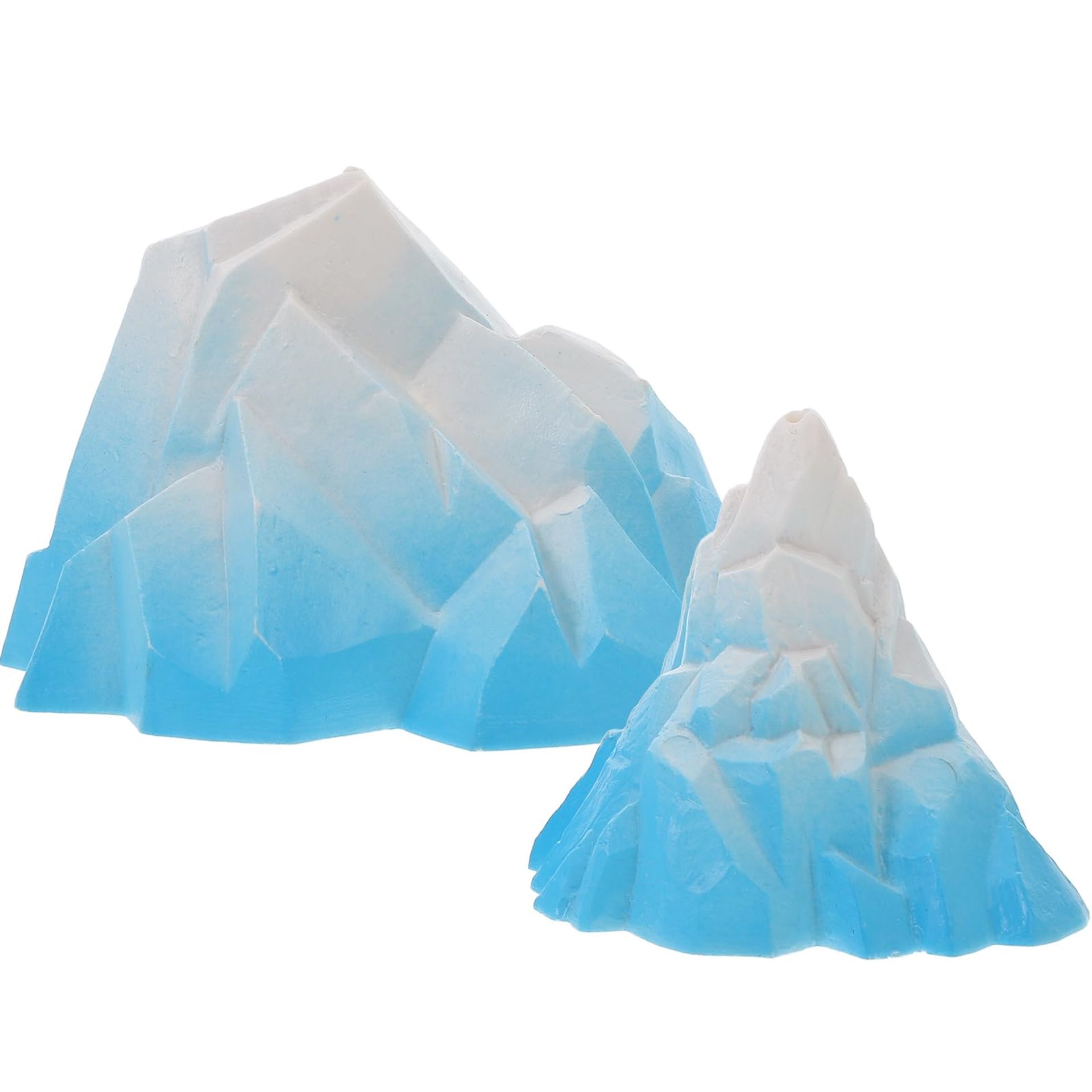 Aquarium Iceberg Decorations Set 2pcs Realistic PVC Fish Tank Ornaments for Freshwater and Saltwater - Sky-Blue 10x8x6cm & 6.5x6.5x6cm