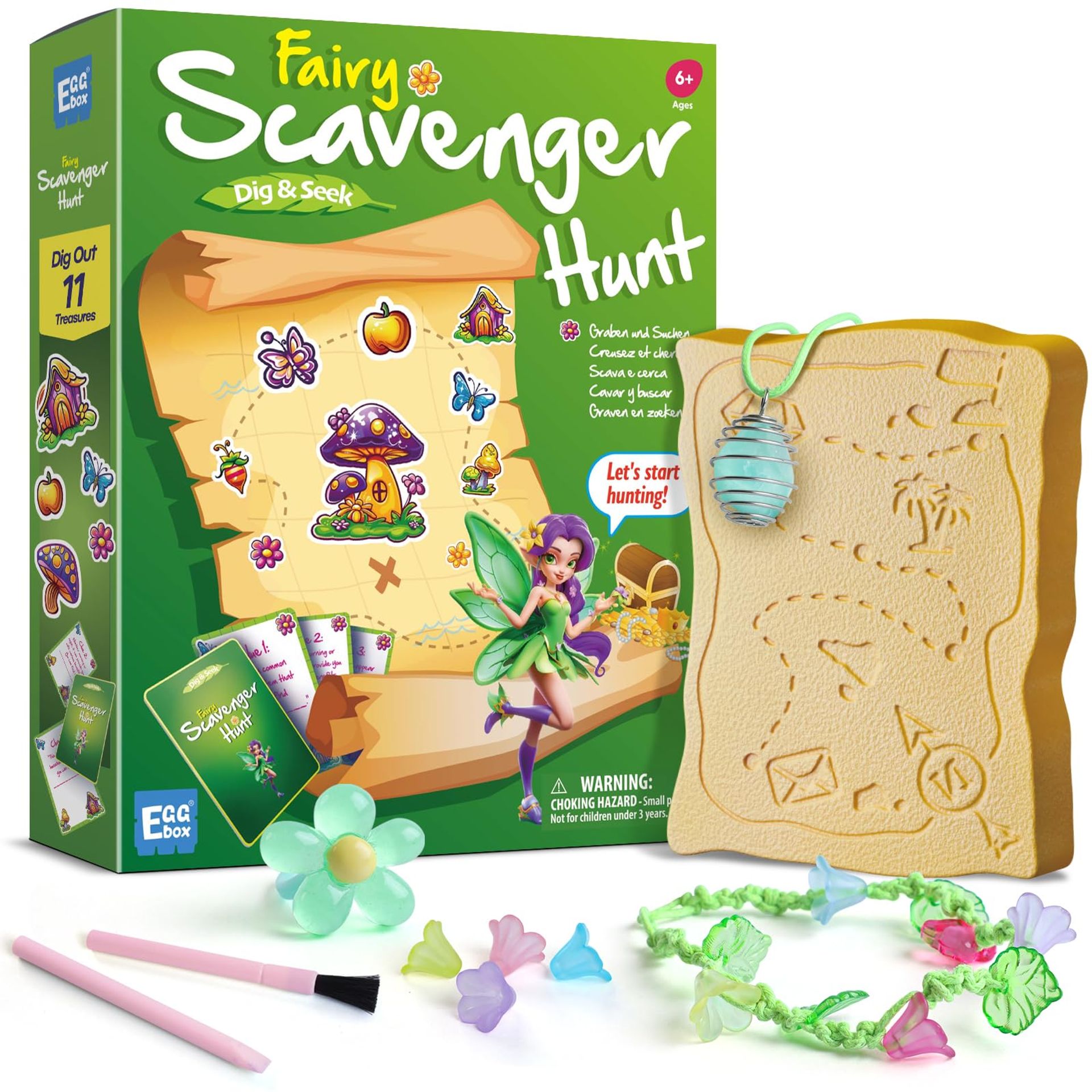 Fairy Toys Dig Kit - Uncover Flowers & Charms, Create Bracelets, Necklaces & Rings - Gift for Ages 6-12