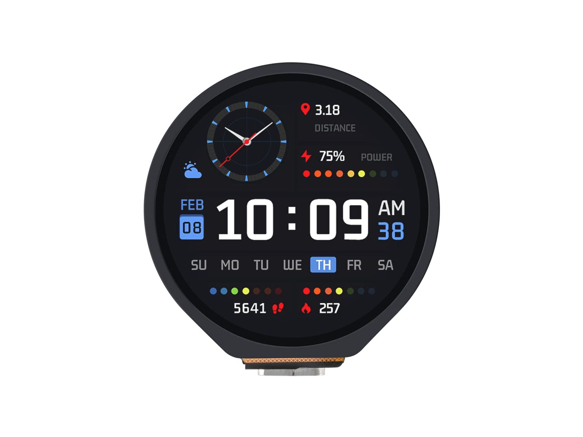 RP2040 Microcontroller Board with 1.28 Inch Round Touch LCD 240x240, 6-Axis Sensor & USB Type-C - Black 1.28 Inch