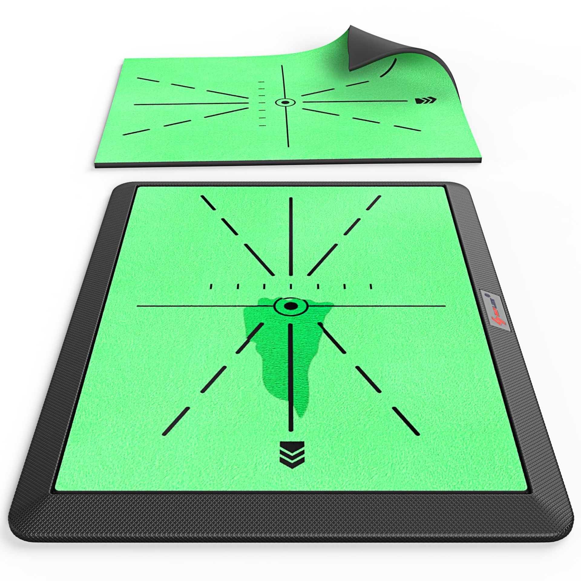 Golf Hitting Practice Mat with Swing Path Feedback & Replaceable Turf - Green 17"x13"