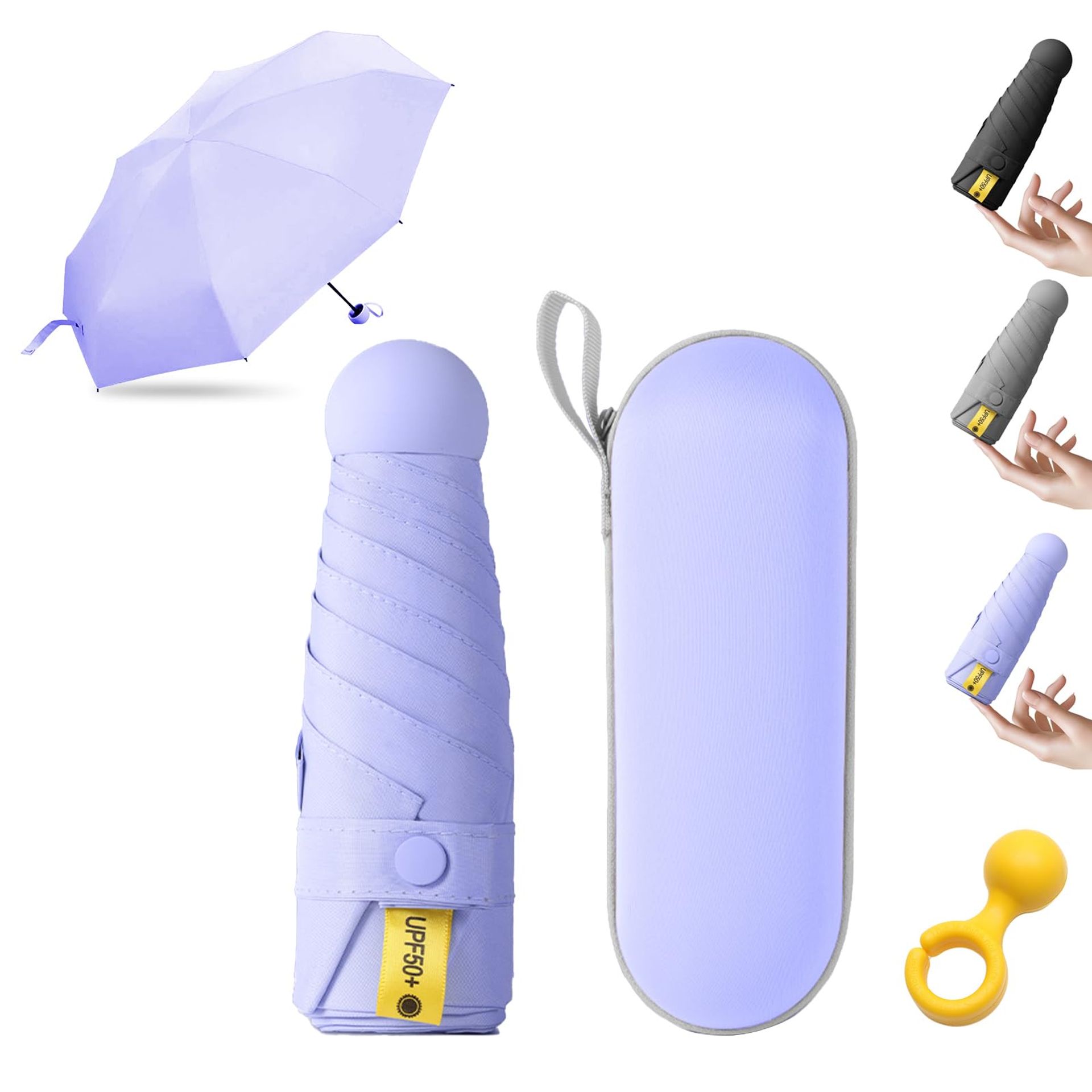 Compact KunpengZen Mini Umbrella, 8 Ribs, Lightweight 290g, Anti-UV, Purple