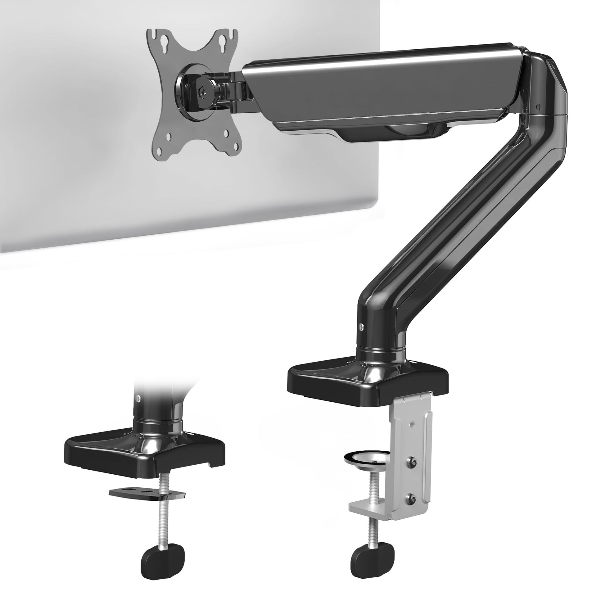 Single Monitor Desk Arm Stand for 17–32 inch Screens, Height Adjustable Counterbalance with VESA Mount & Cable Management