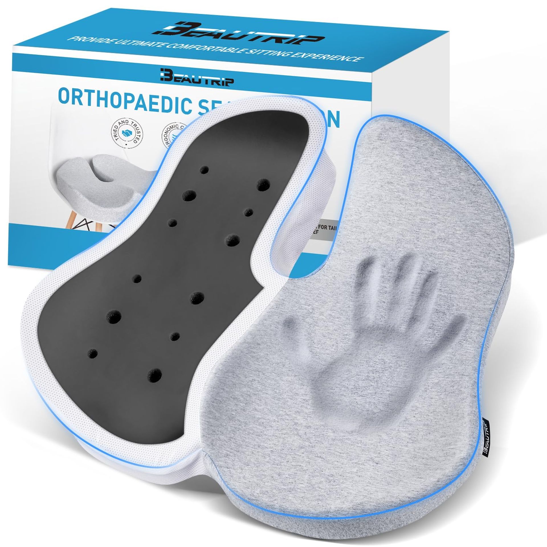Memory Foam Seat Cushion for Office & Car – Tailbone, Sciatica & Back Pain Relief Pillow
