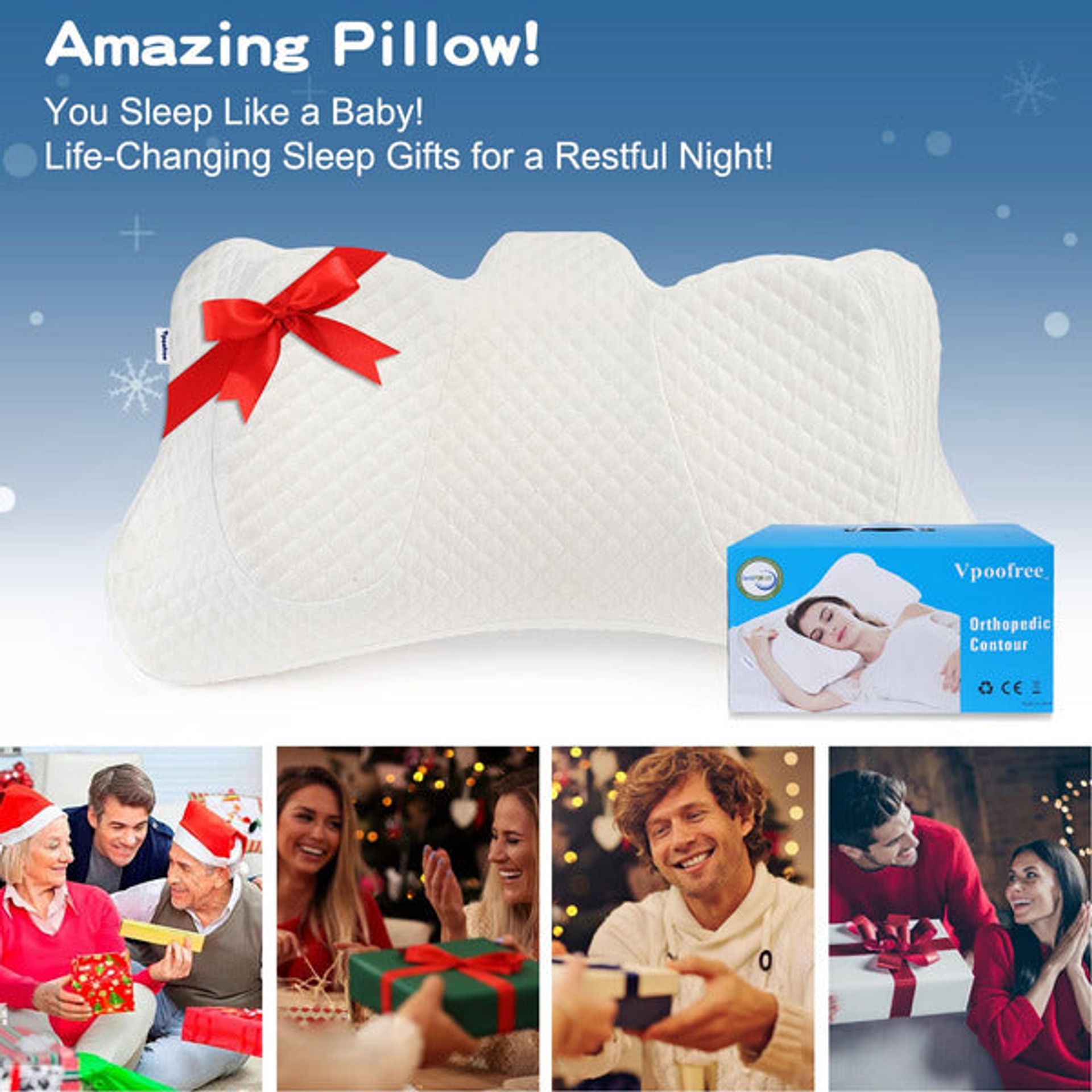 Vpoofree Cervical Memory Foam Pillow For Neck Pain Shoulder Pain