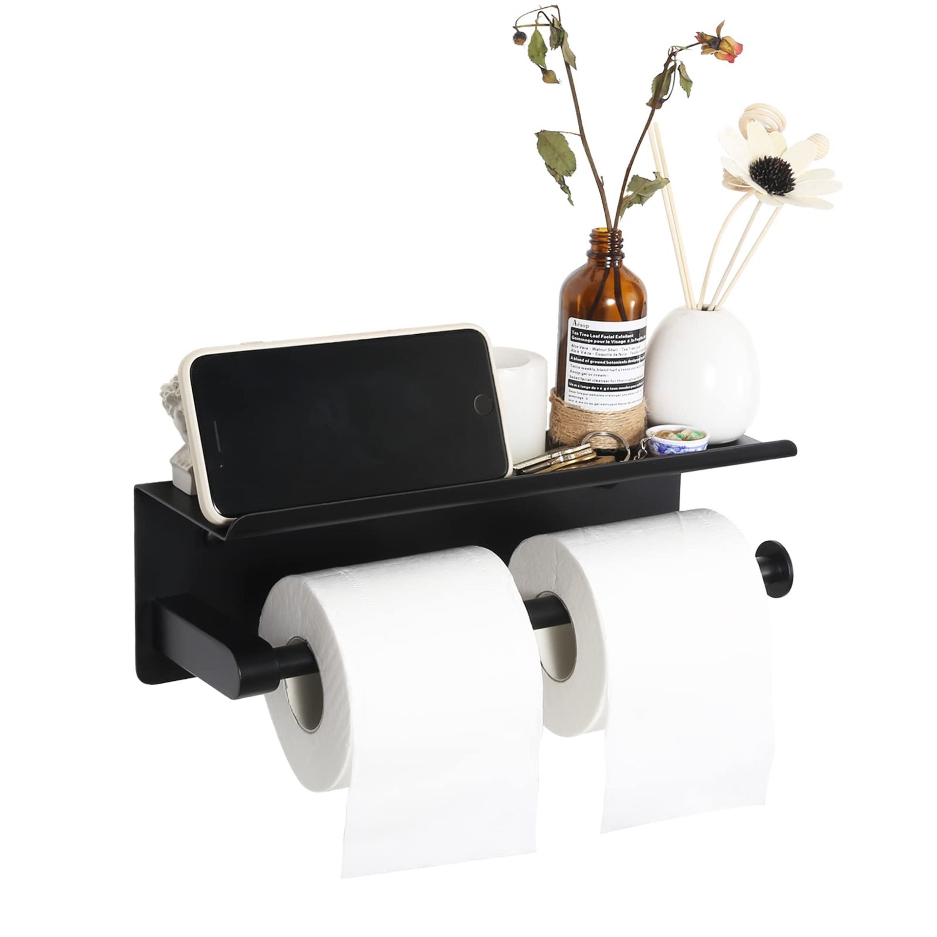 Stainless Steel Wall Mount Paper Towel Holder - Black, Ideal for Kitchen & Bathroom