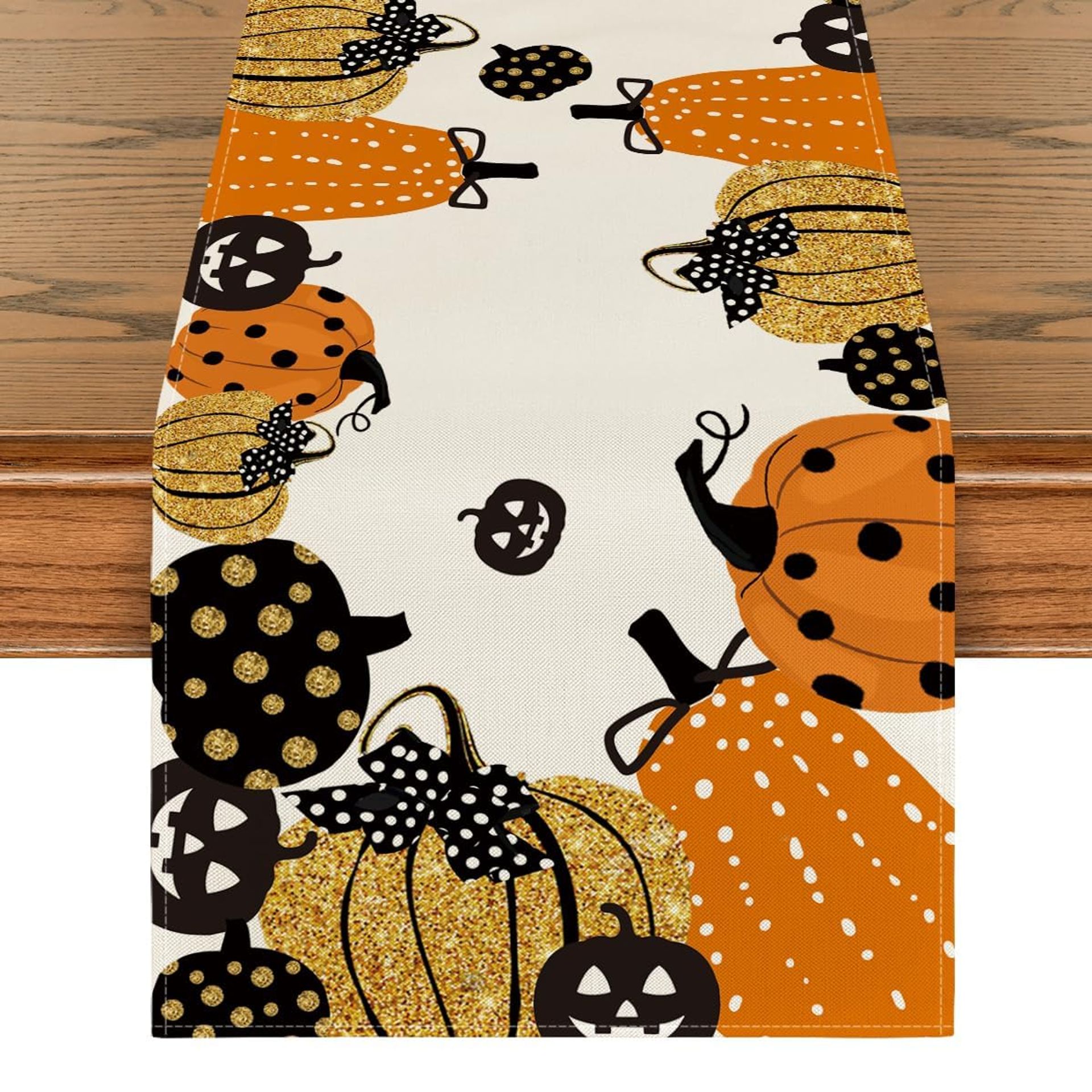 Artoid Mode Jack-O-Lantern Pumpkin Halloween Table Runner, Seasonal Fall Kitchen Dining Table Decoration for Home Party Decor 40x180 cm