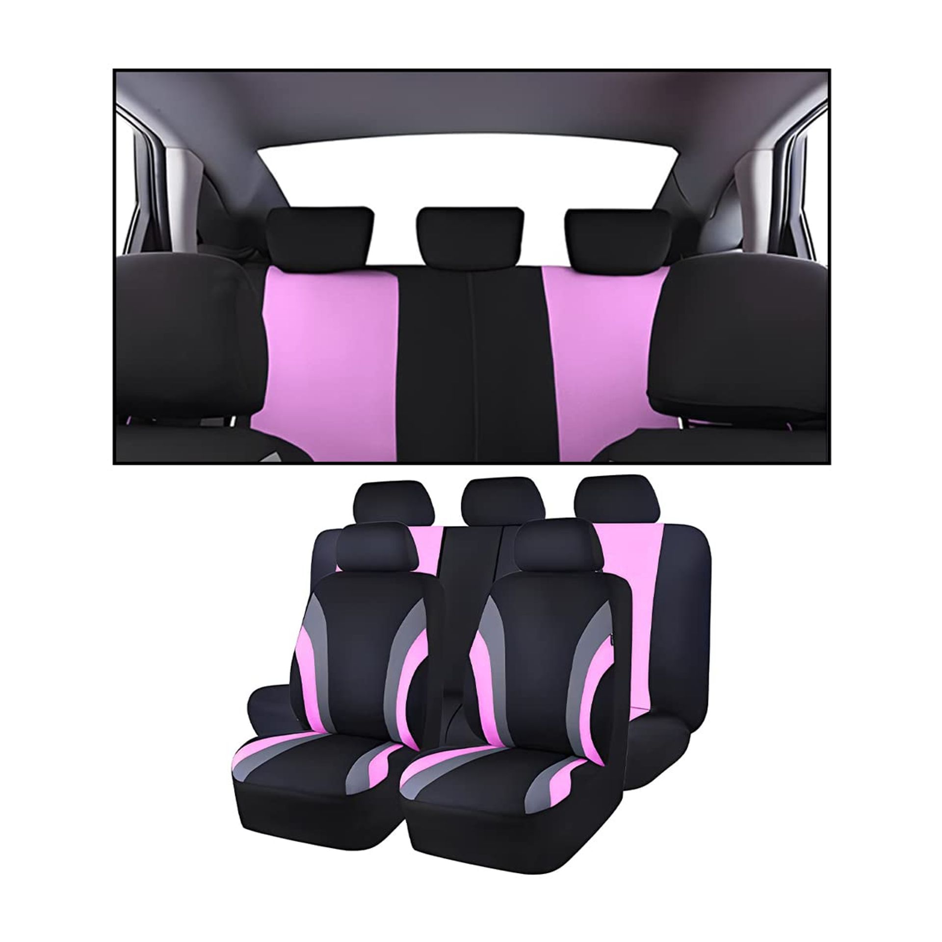 Adunsiaoto 9 Piece Car Seats Covers Fit Full Set Seats Protectors, Car Full Set Seat Protector, Seat Covers for 9 Car Seater Bucket Seat Covers, Auto Universal Interior Accessories(Pink)
