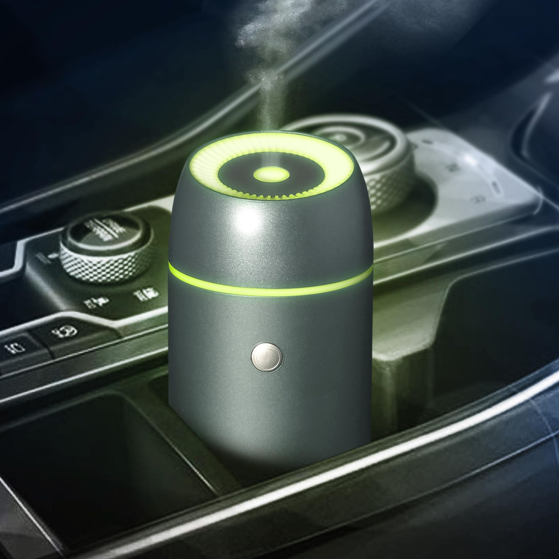 Essential Oil Car Diffuser 100ml - Aromatherapy & Humidifier with USB, Timers, Night Light, Auto-Off, Silver