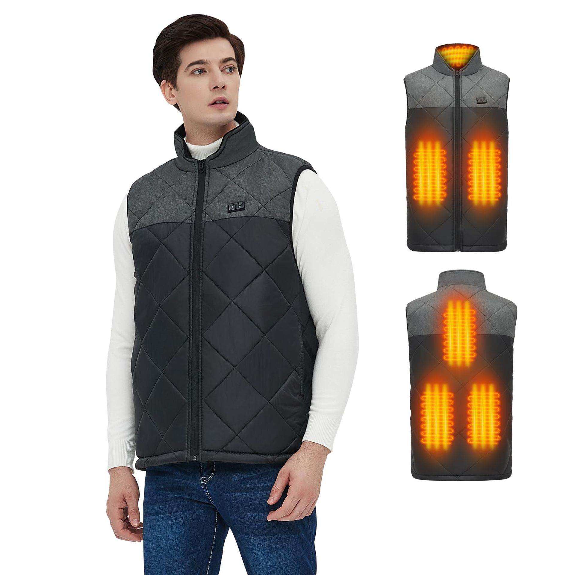 Heated Vest Gilet for Men and Women Electric Body Warmer with 6 Temperature Levels - Black M