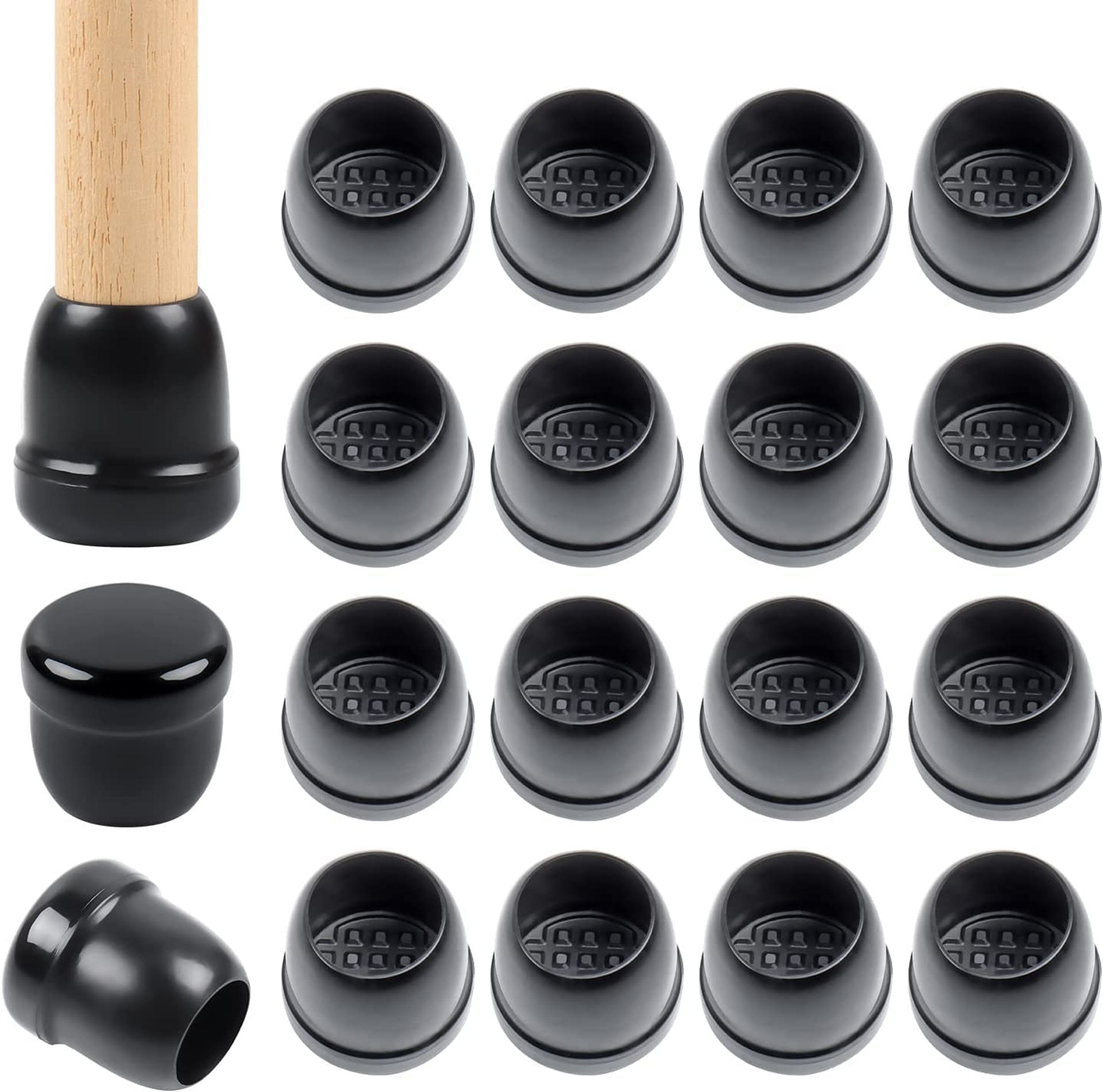 Ezprotekt 16PCS Transparent Chair Leg Protectors for Carpet - Round 1.25 inch TPE Covers