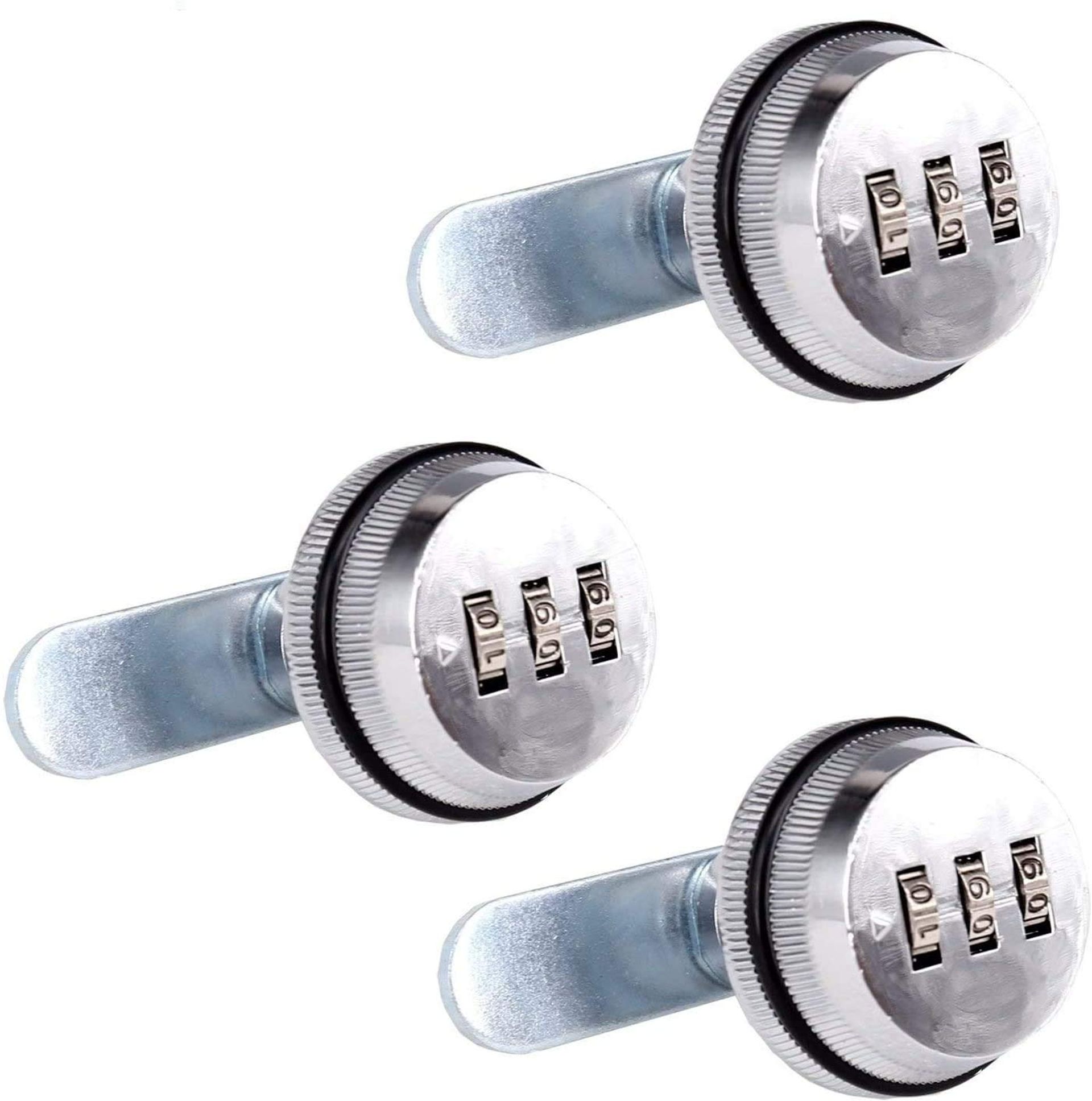 Secure Your Cabinets with 3-Digit Combination Cam Locks - Keyless Zinc Alloy Design (3 Pcs, Chrome)