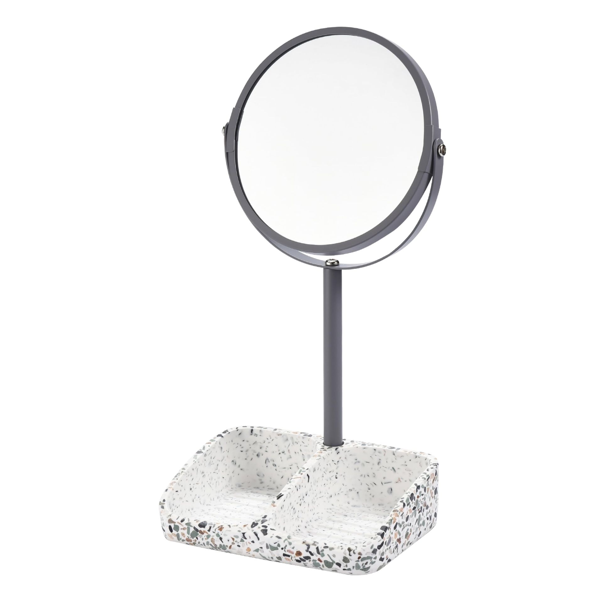 TranquilBeauty Terrazzo Marble Makeup Mirror - 10x Magnification & Storage Organizer - Valentines