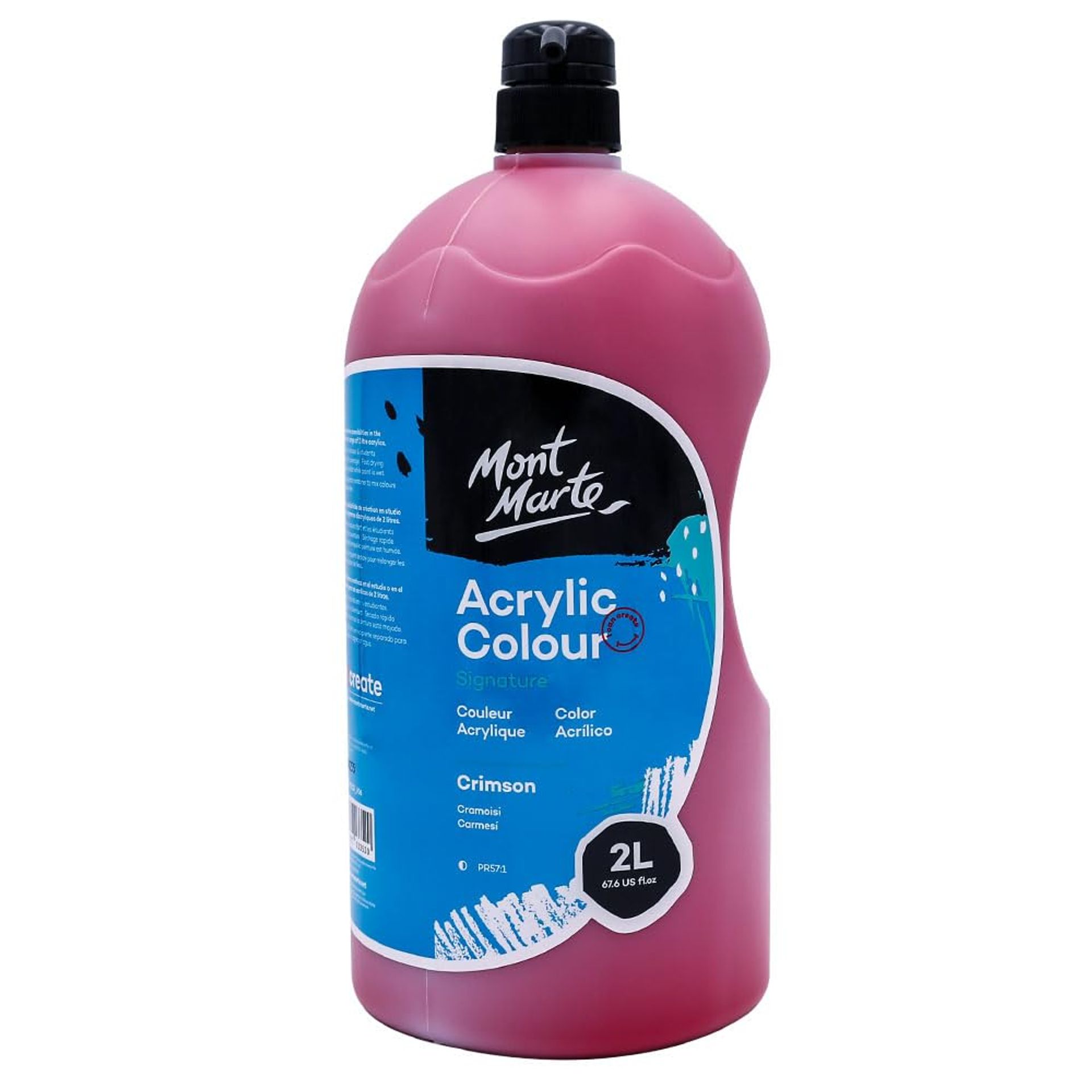 Acrylic Paint 2L Bottle Fast Drying Thick Consistency with Pump Lid - Crimson 1/2 Gallon