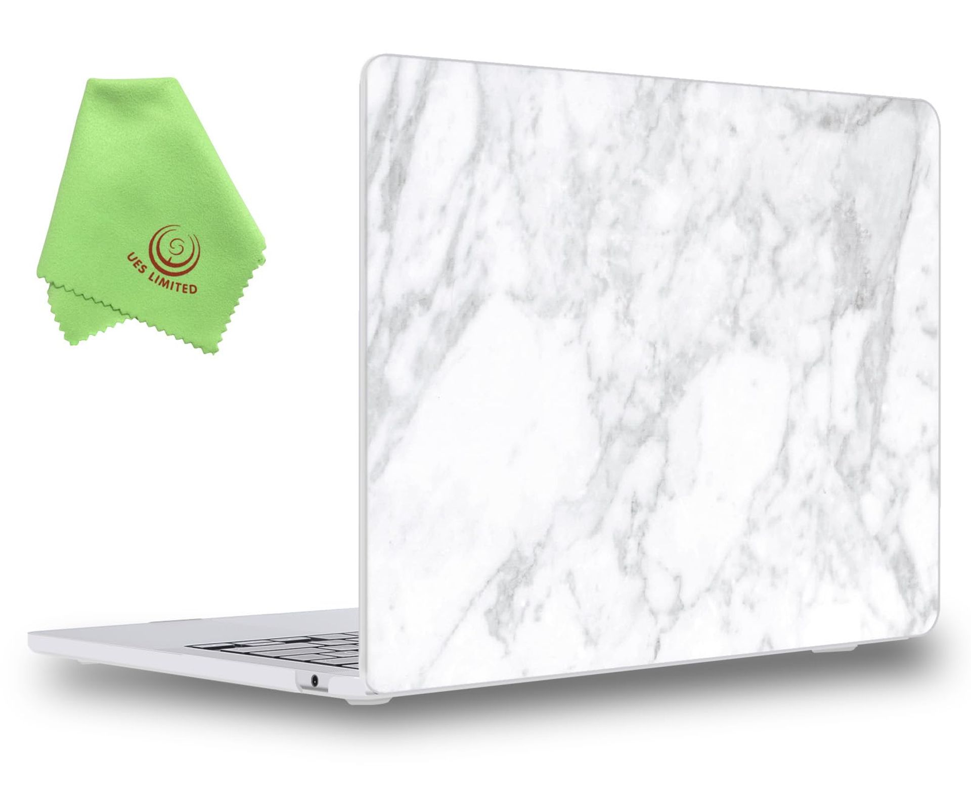 MacBook Air Hard Shell Case Compatible with M2/M3/M4 15-inch Models A2941 A3114 A3241 Touch ID – Marble White Pattern