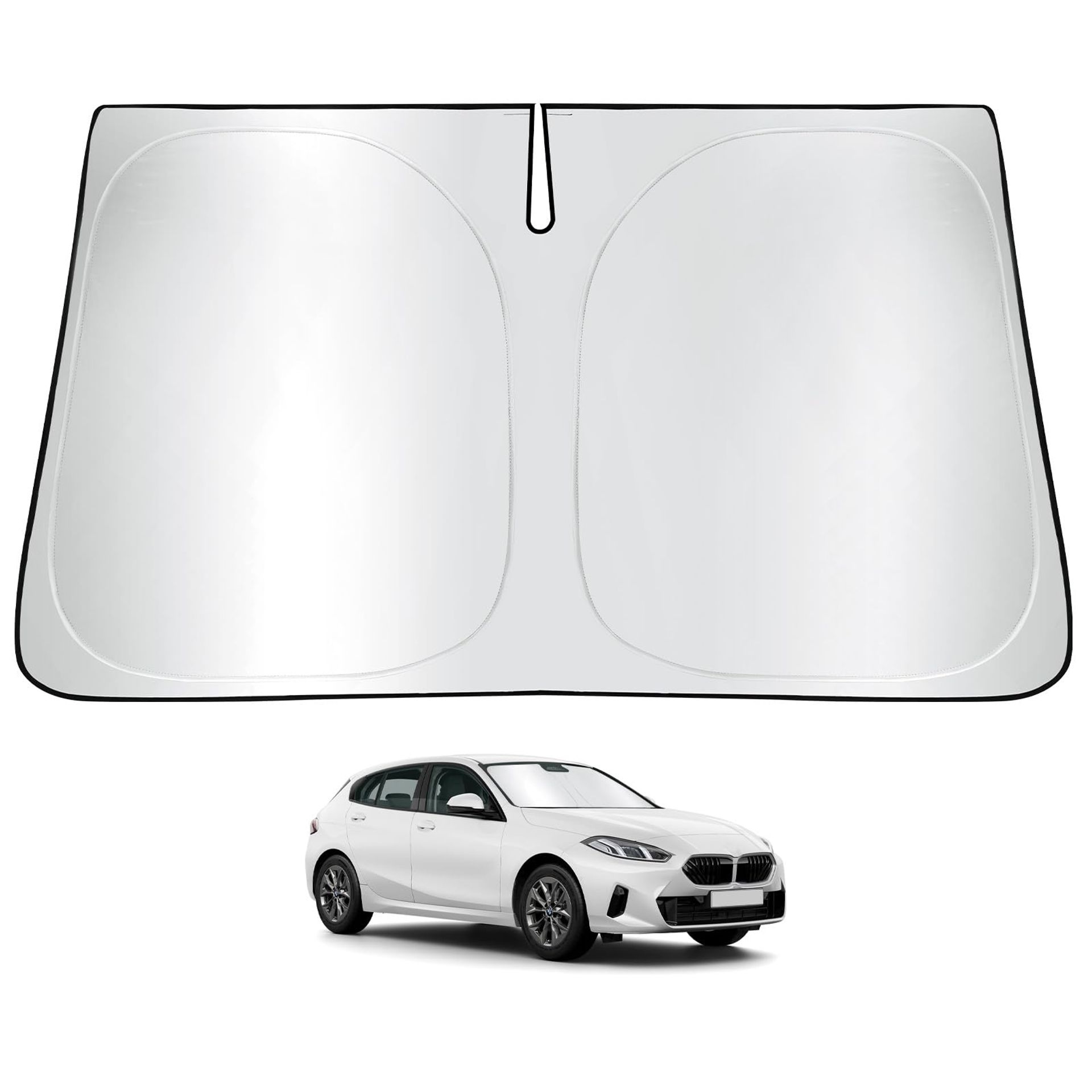 Car Windscreen Sun Shade Compatible with BMW 1 Series F20 F21 F40 F44 UV Protection Foldable Parasol - Silver One Size