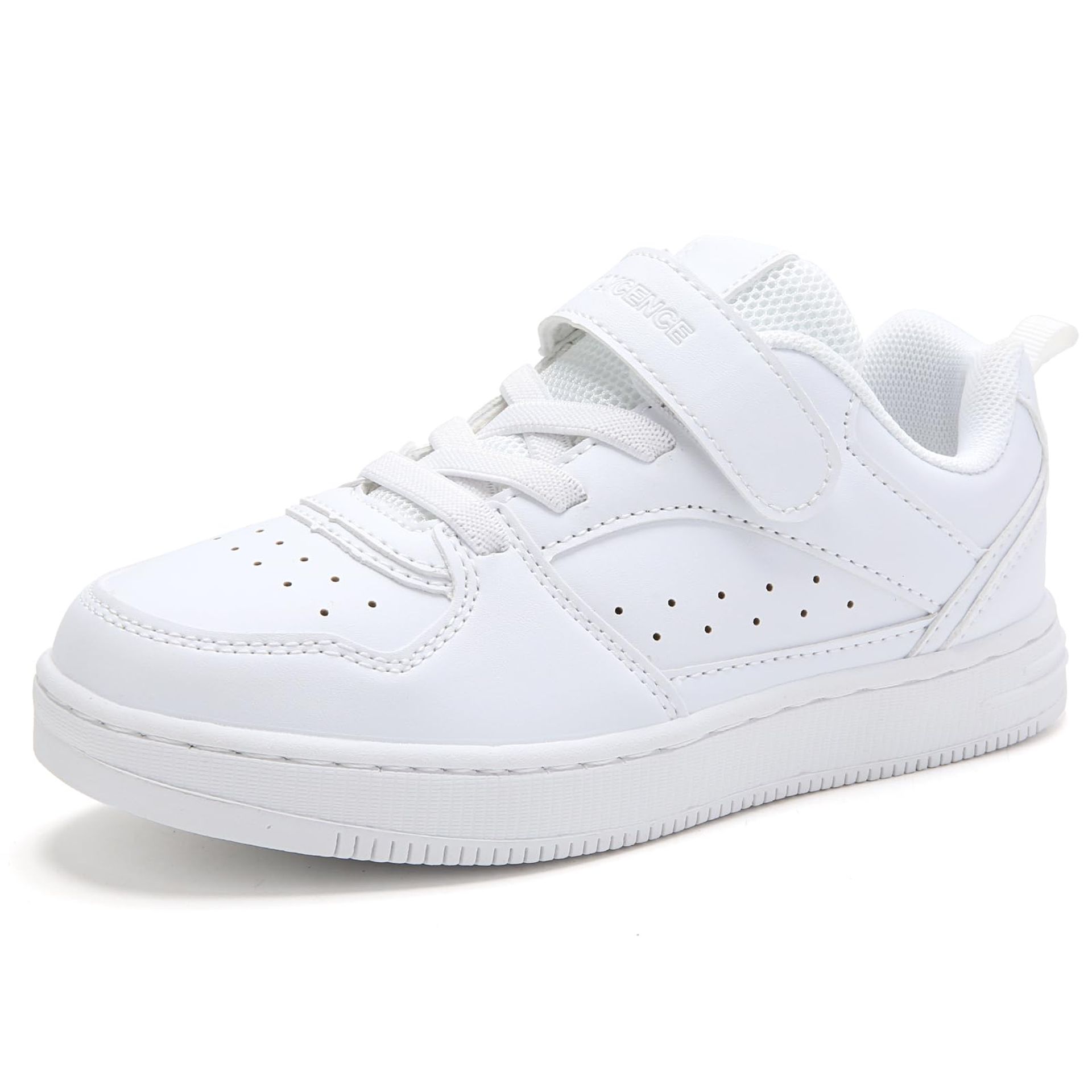 Kids Running Trainers Hook & Loop Breathable Sports Sneakers Comfortable Design - White 12.5 UK Child