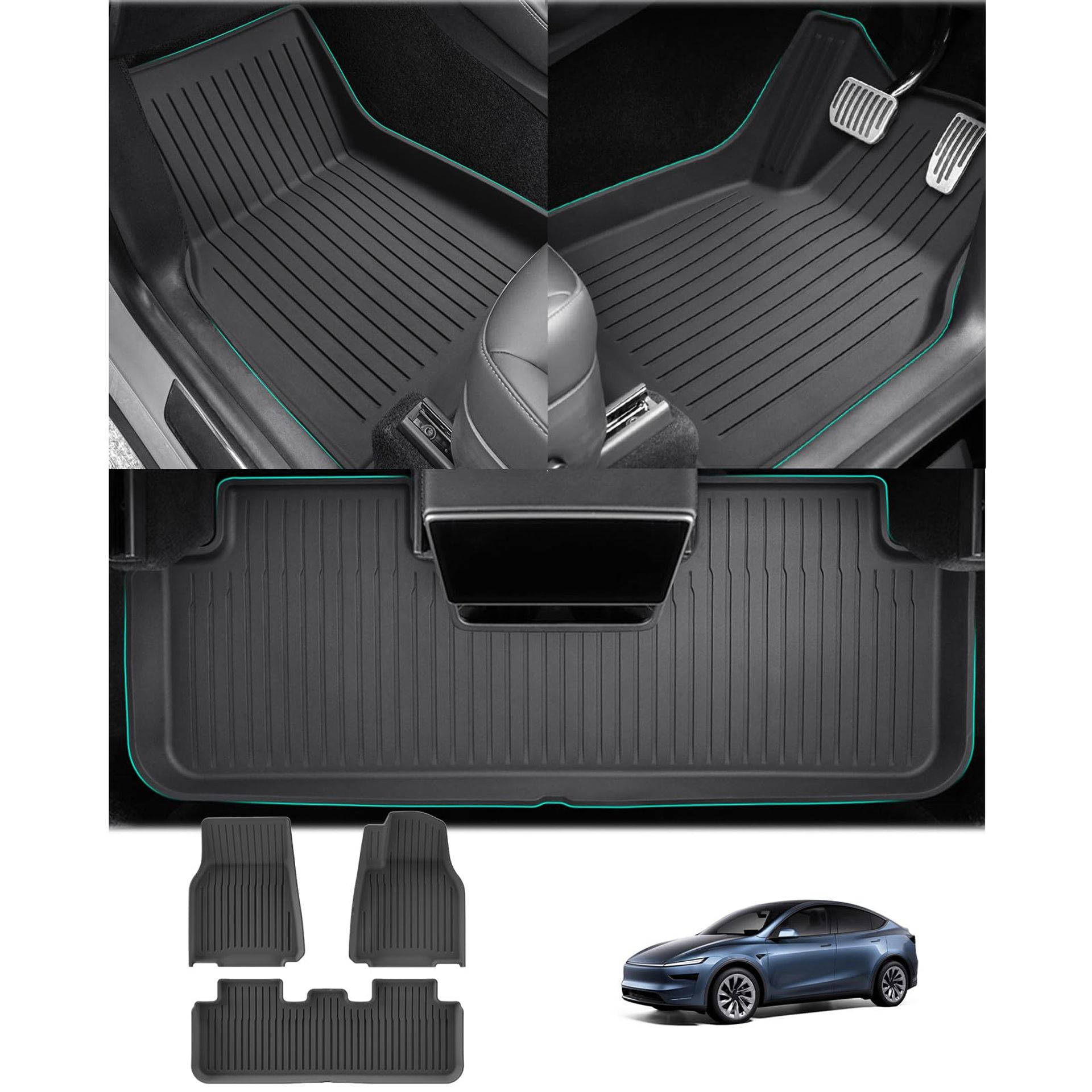 All-Weather TPE Floor Mats 3D-Scan High Edge Non-Slip Fit for Tesla Model Y 2025-2027 - Black New 2025-