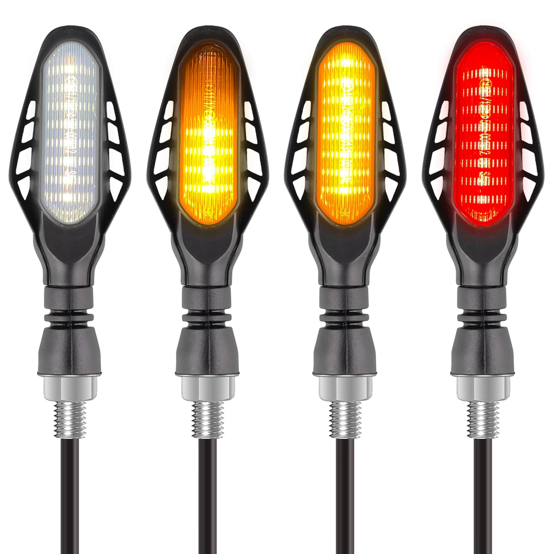 Motorcycle Flowing Turn Signal Indicators with DRL Brake Tail Lights 12V Universal Fit - Transparent Shell KYS1364-EU