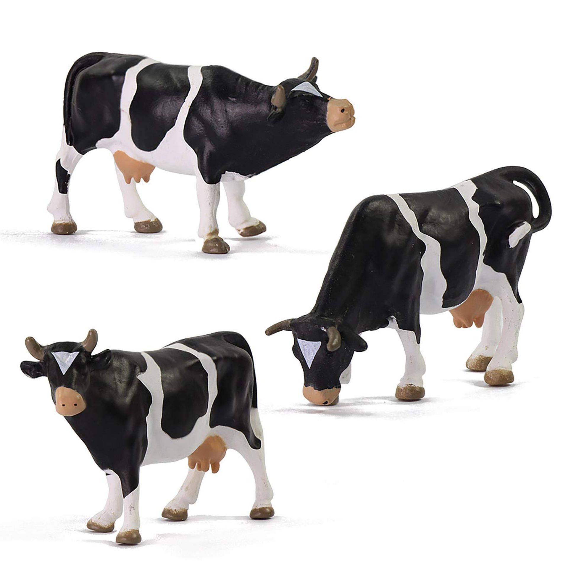 Model Train Accessories 15pcs Painted Horses & Cows 1:43 PVC Figures - Multicolour Small
