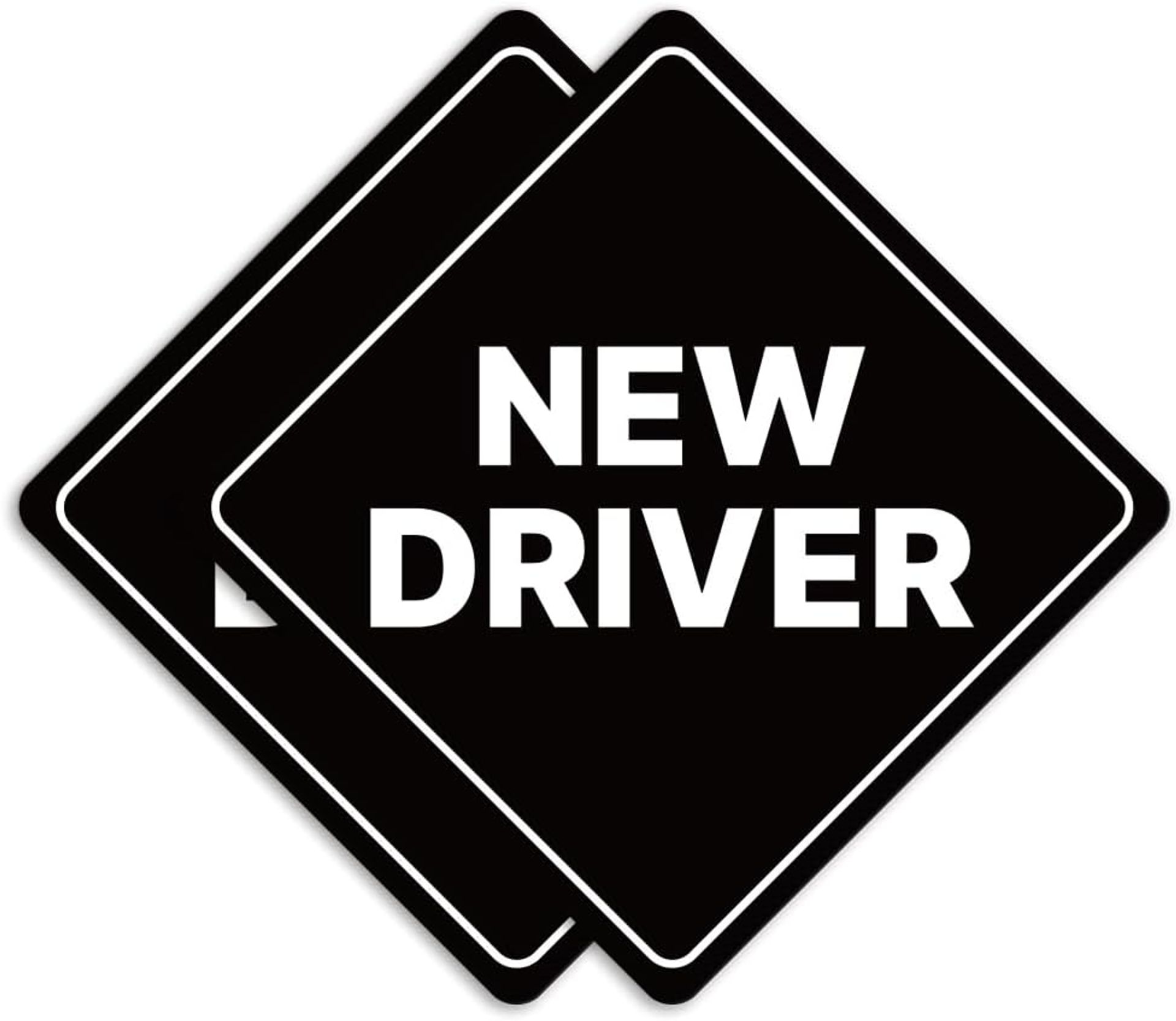 New Driver Car Sign Reflective Magnet – Weather-Resistant Diamond Shape 6.8in Black, Highly Visible & Easy to Apply