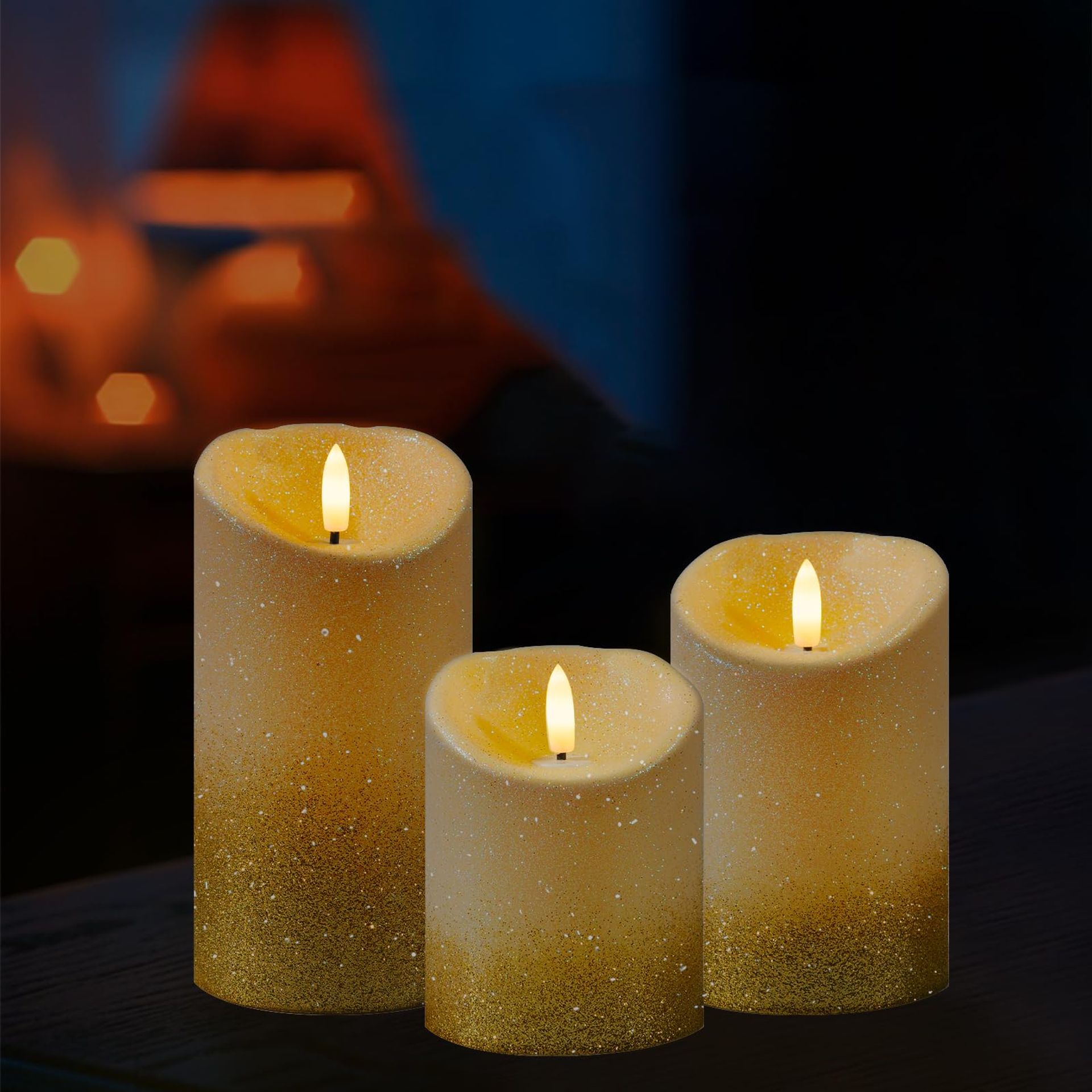 Flameless LED Candles with Remote Timer, Real Wax, Flickering Light - 3 Pack for Home & Party Décor