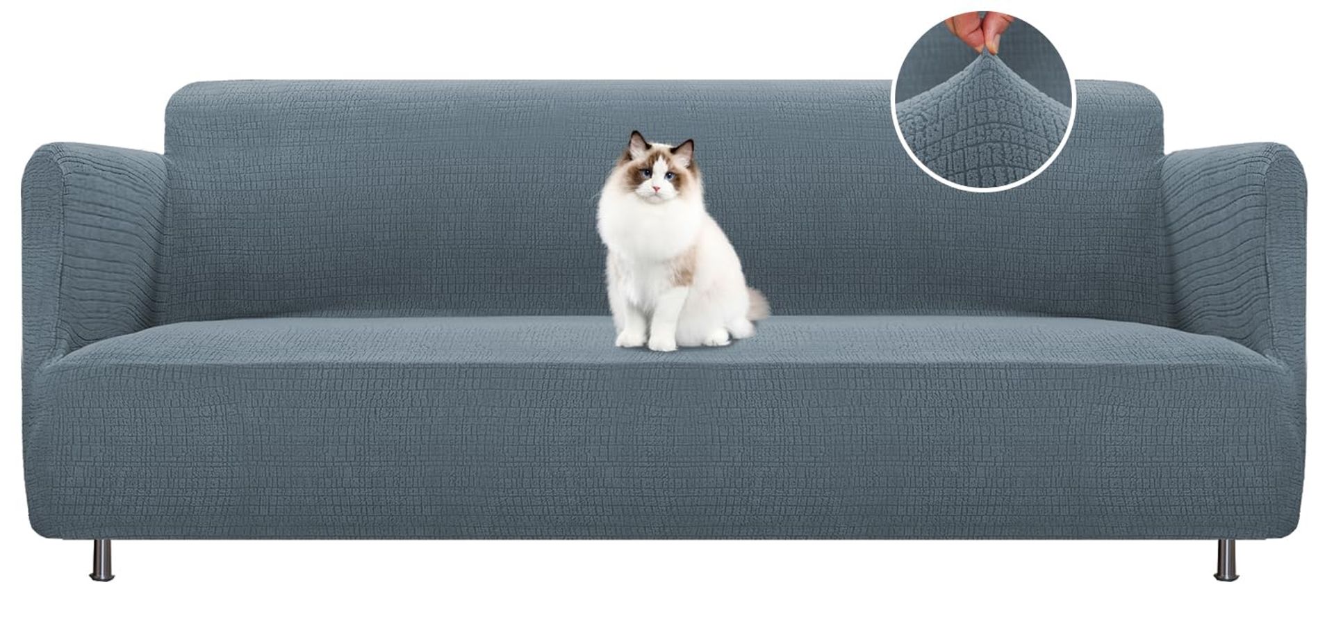 High Stretch Sofa Cover Compatible with Söderhamn 4 Seater Non Slip Washable Furniture Protector - Stone Blue 4 Seater