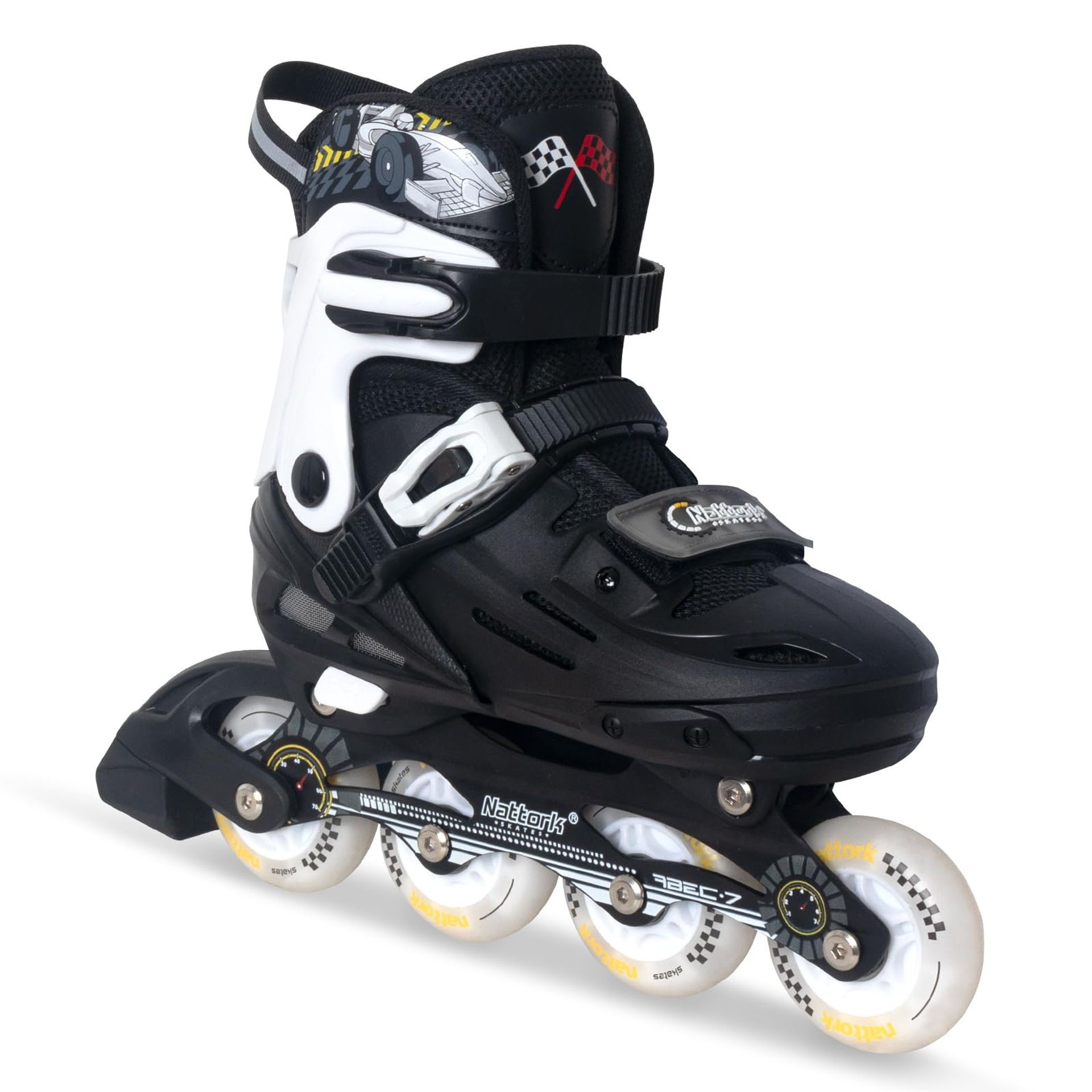 Kids Adjustable Inline Skates with Light-Up Wheels and Soft Liner for Boys & Girls - Black Small