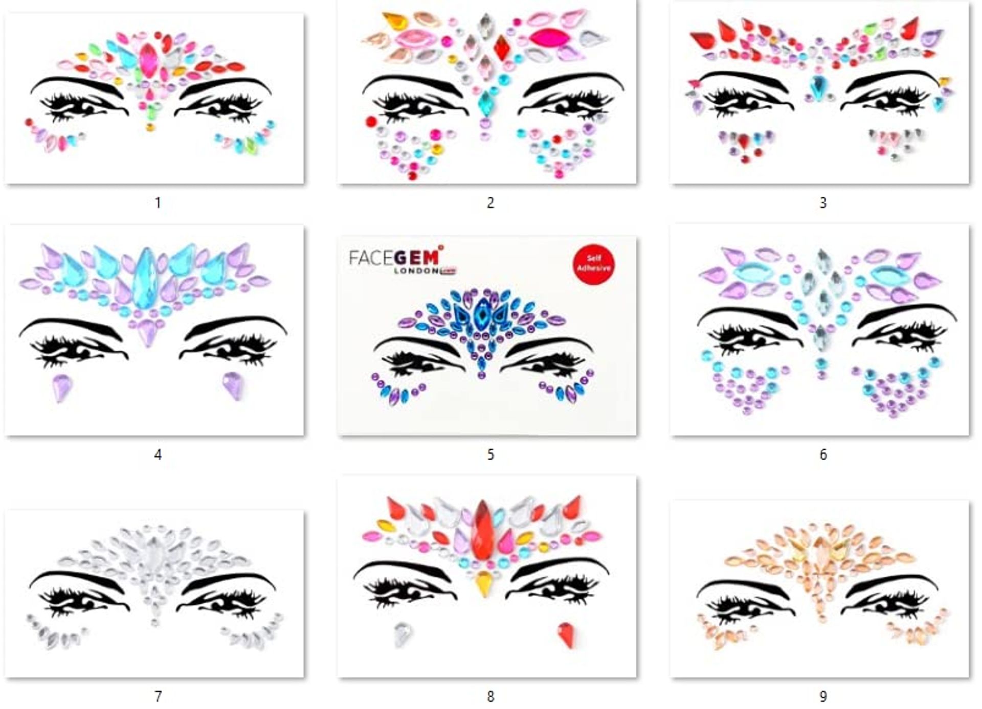 Sparkling Face Gems - Reusable Adhesive Glitter Stickers for Festivals & Parties