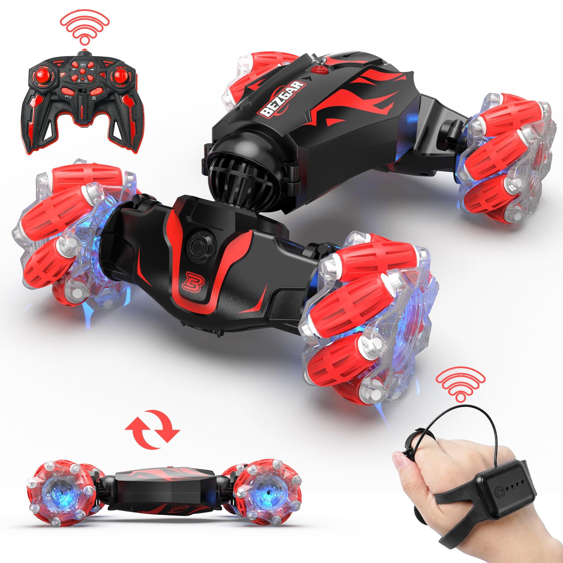 Gesture Sensing Remote Control Stunt Car with Lights, Sound & Smoke Effects – 2.4Ghz Hand Controlled RC Car for Kids