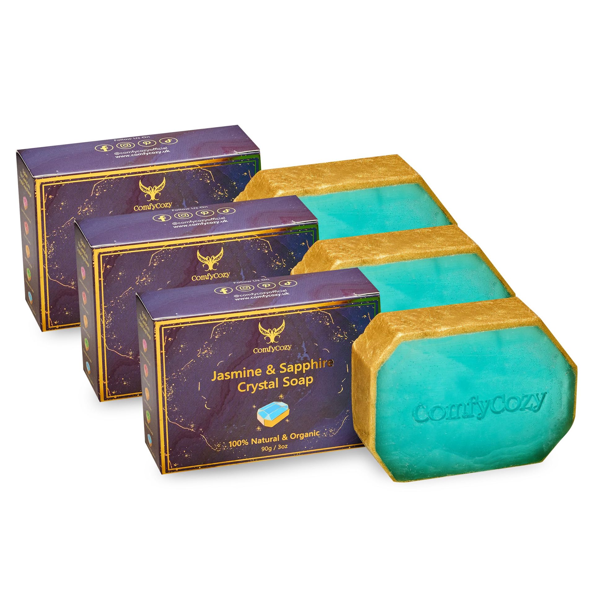 Crystal Soap Natural Hand & Body Wash Luxury Beauty Pamper Gift 3 Pack - Jasmine 90g