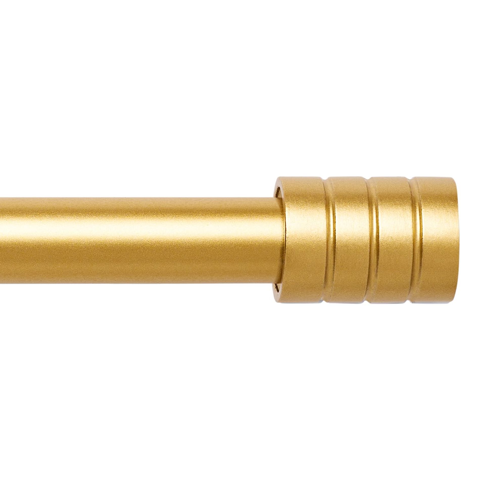 Gold Extendable Curtain Pole 76-200cm with End Cap Finials & Fittings for Living Room, Bedroom, Kitchen Windows