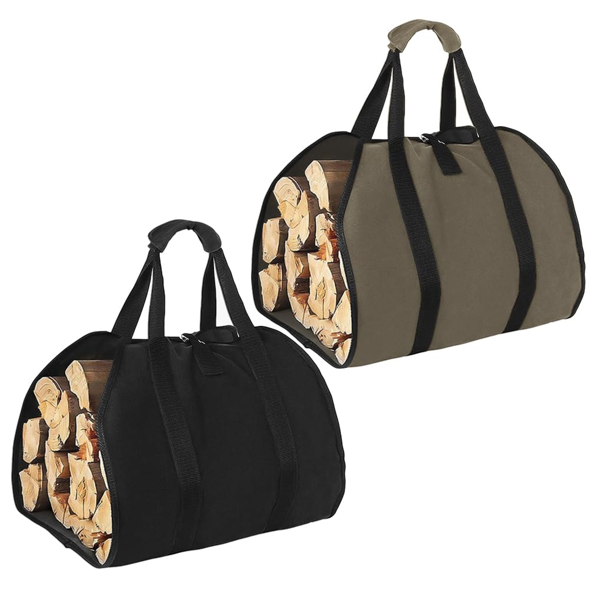 Waterproof Canvas Log Carrier Bags with Handles, Large Capacity for Firewood & Camping