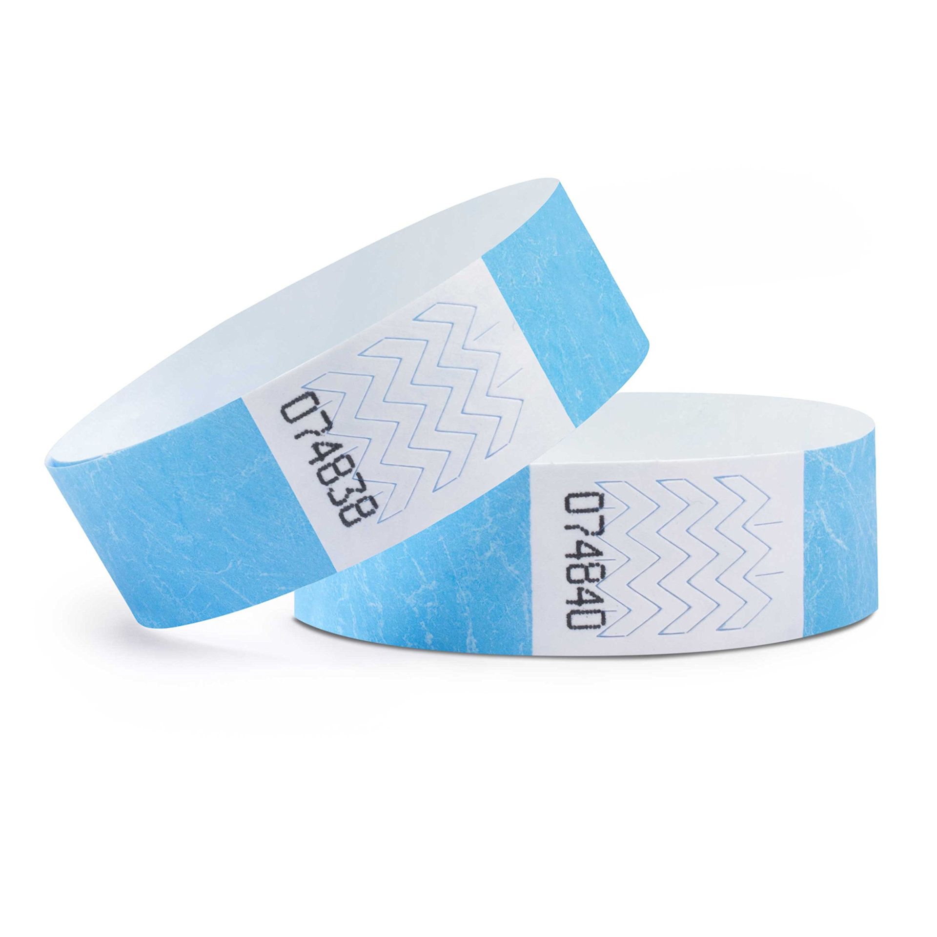 Tyvek Event Wristbands Waterproof Tear-Resistant 500 Pack Numbered - Turquoise 19 x 254 mm