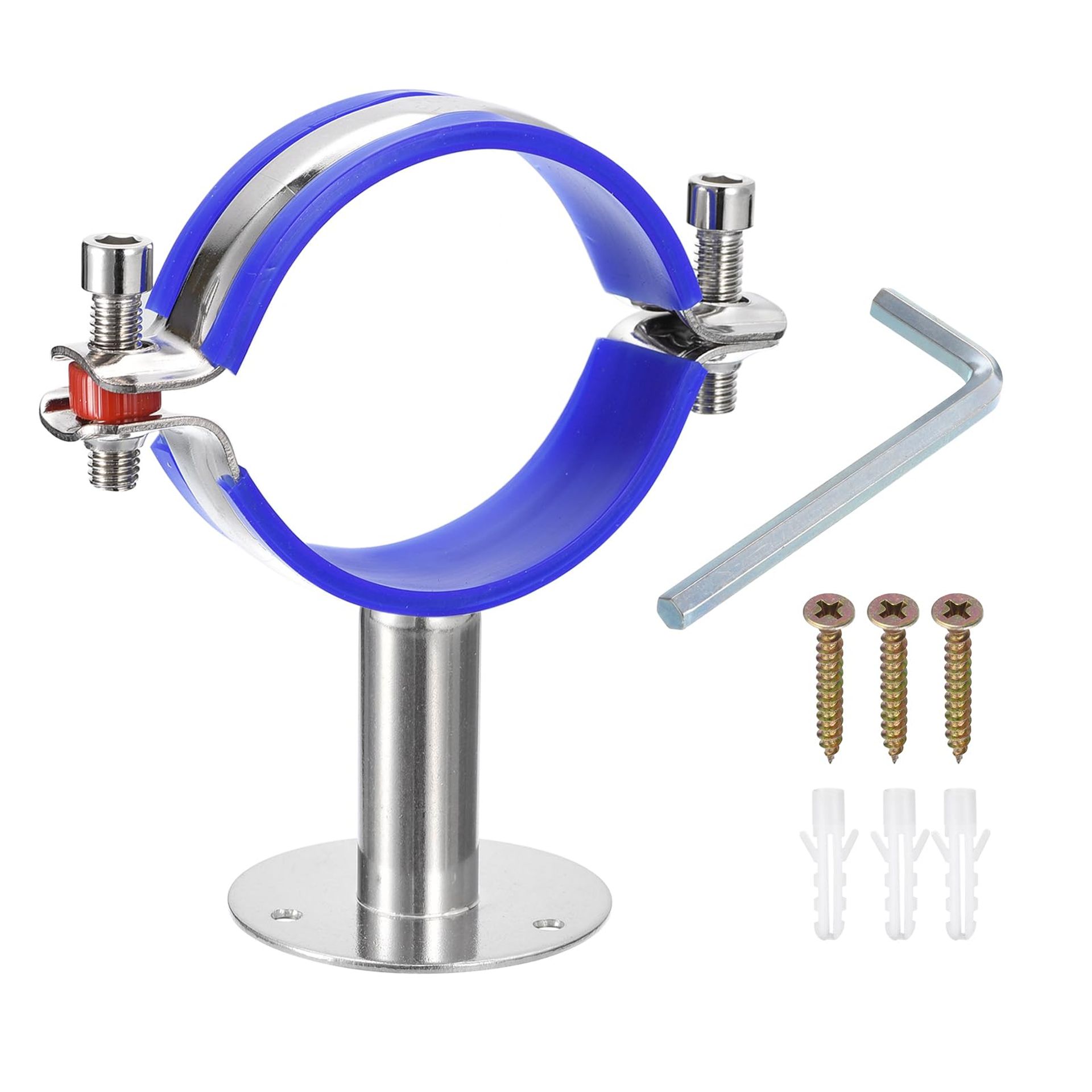 sourcing map Stainless Steel Pipe Supports Wall Mount Ceiling Mount Pipe Bracket Adjustable Clamp Pipe Straps with Screws Fit for Dia 70-76mm Pipe Tube