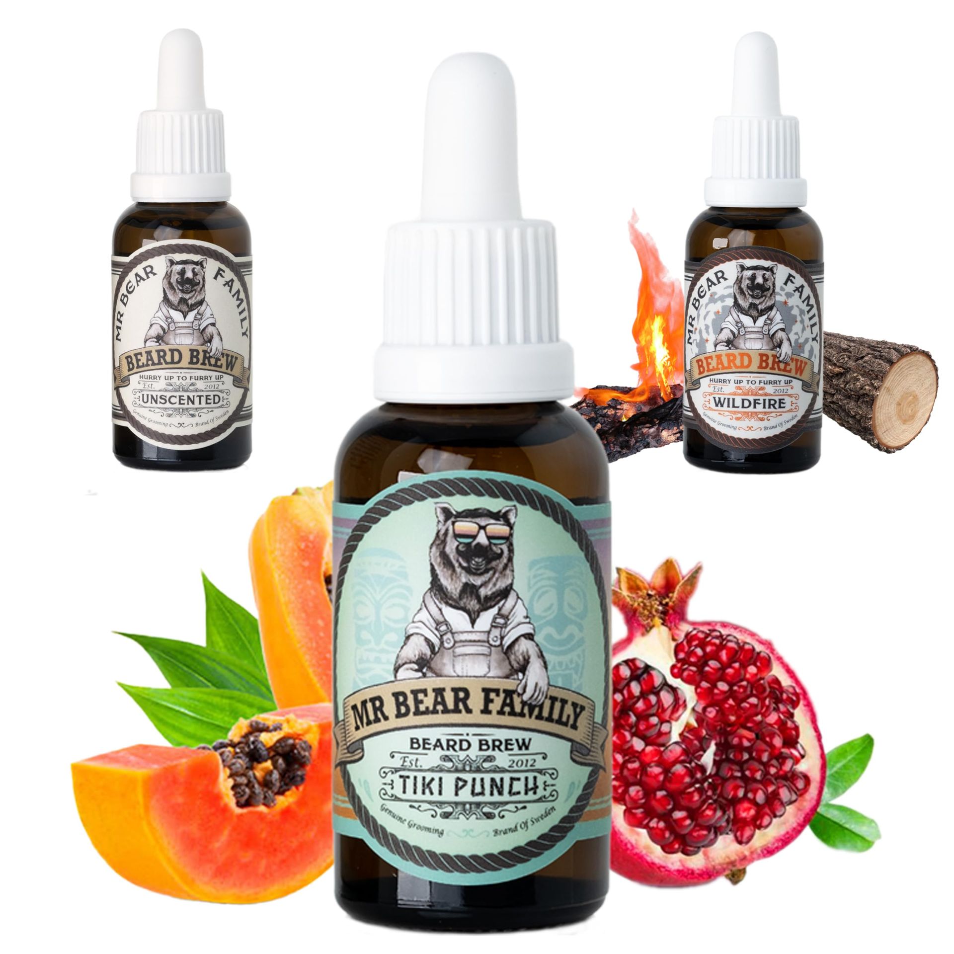 Natural Beard Oil for Men - Scented Beard Moisturiser Oil Contains Hydrating Jojoba + Argan Oils - Nourishing Mens Beards Softener for Healthier Hair Growth (Tikki Punch, 30ml)