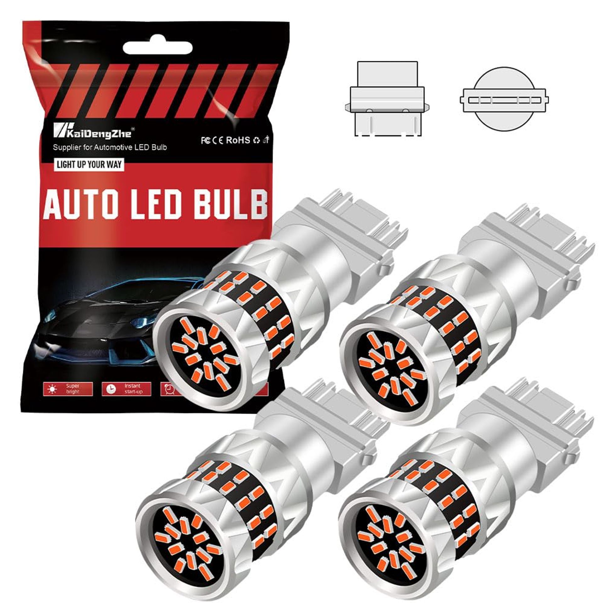 P27/7W 3157 LED Car Bulbs 42-SMD 3014 Chips 400% Brighter Brake Tail Turn Lights - Red 3157 T25