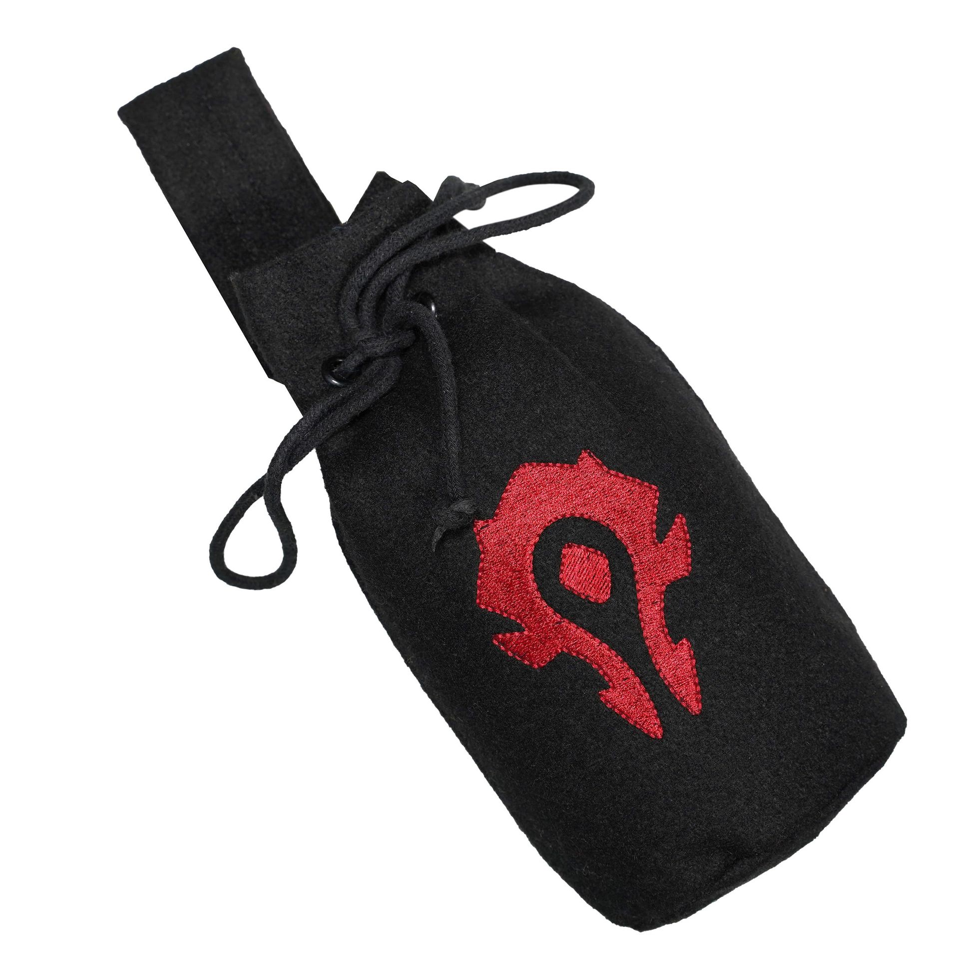 Drawstring Belt Pouch Medieval Renaissance Woolen Coin Purse LARP Costume Accessory - Black 8" x 6.5"