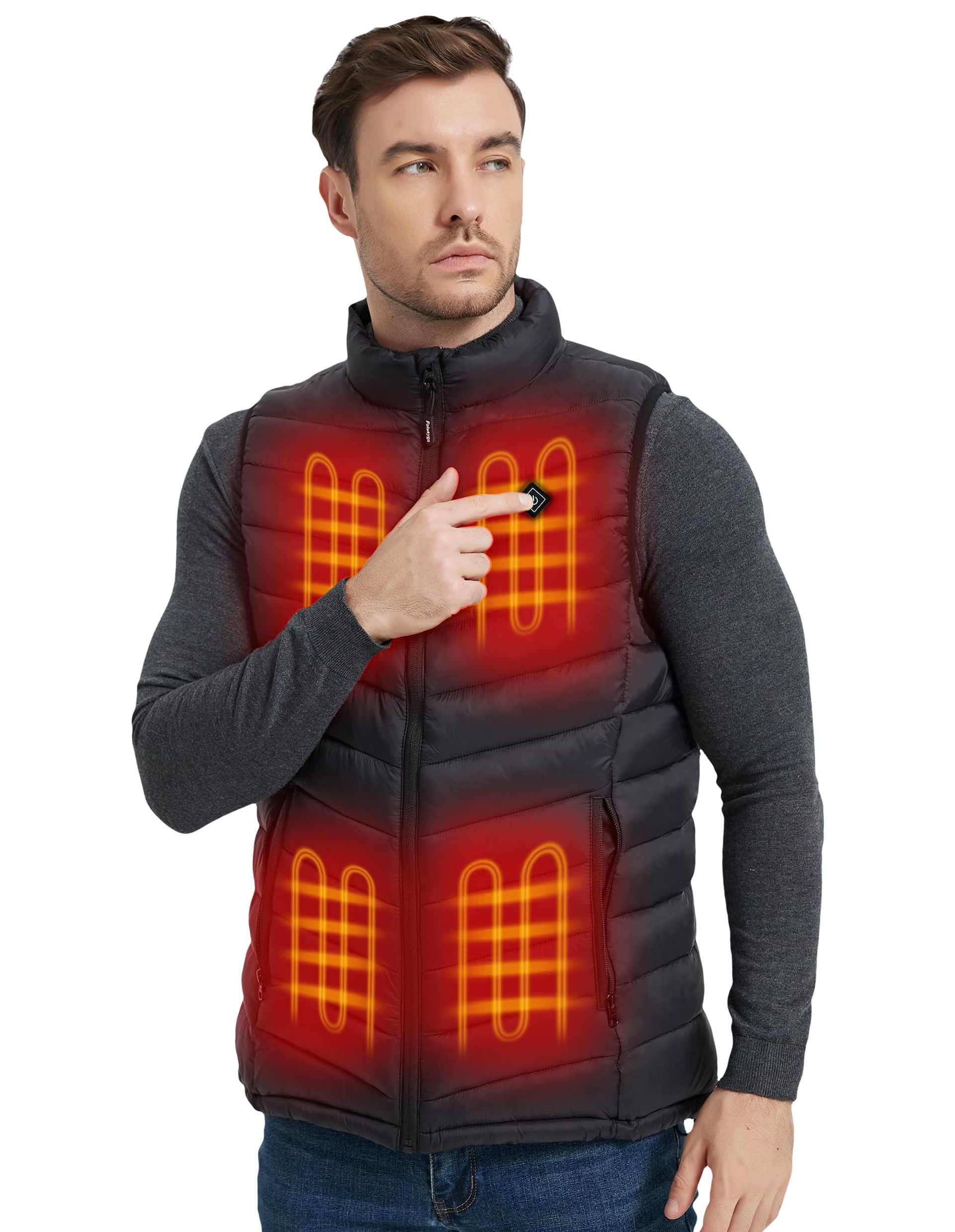 Men's Heated Gilet Lightweight Electric USB Winter Warming Vest 8 Heating Zones 3 Temperature Settings - New-Black XXL
