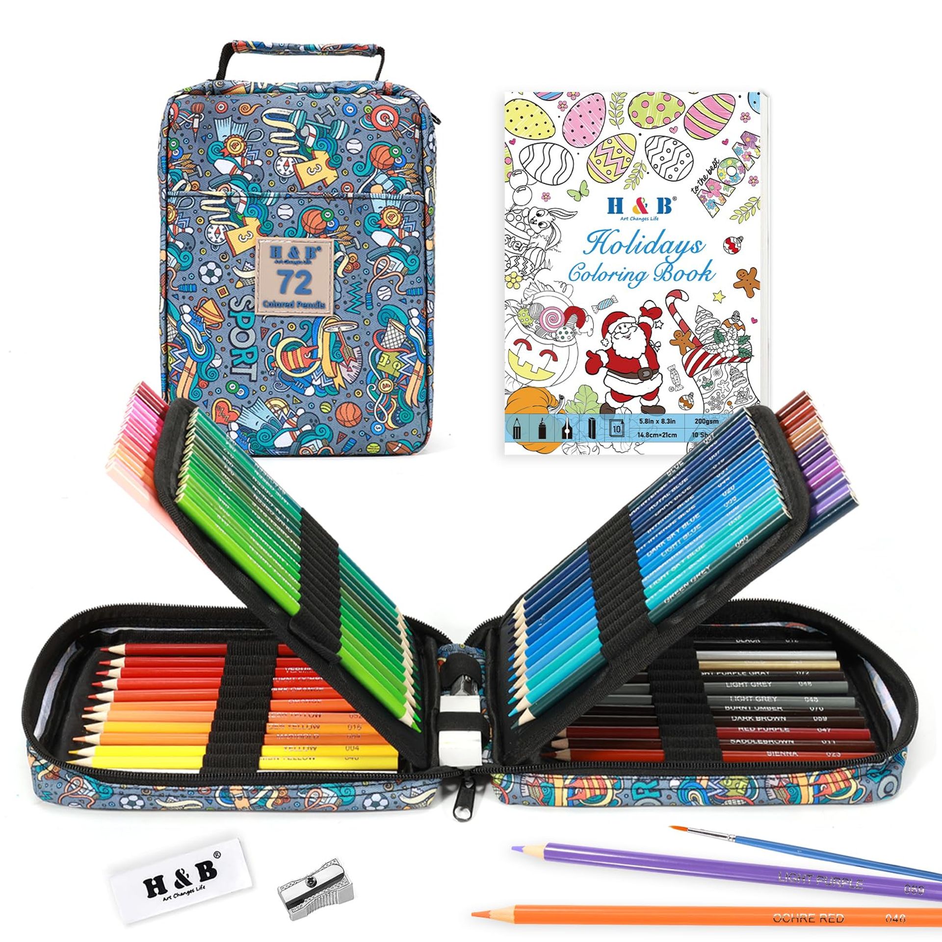 72Pcs Oil-Based Colouring Pencils Set with Colouring Book for Adults & Beginners